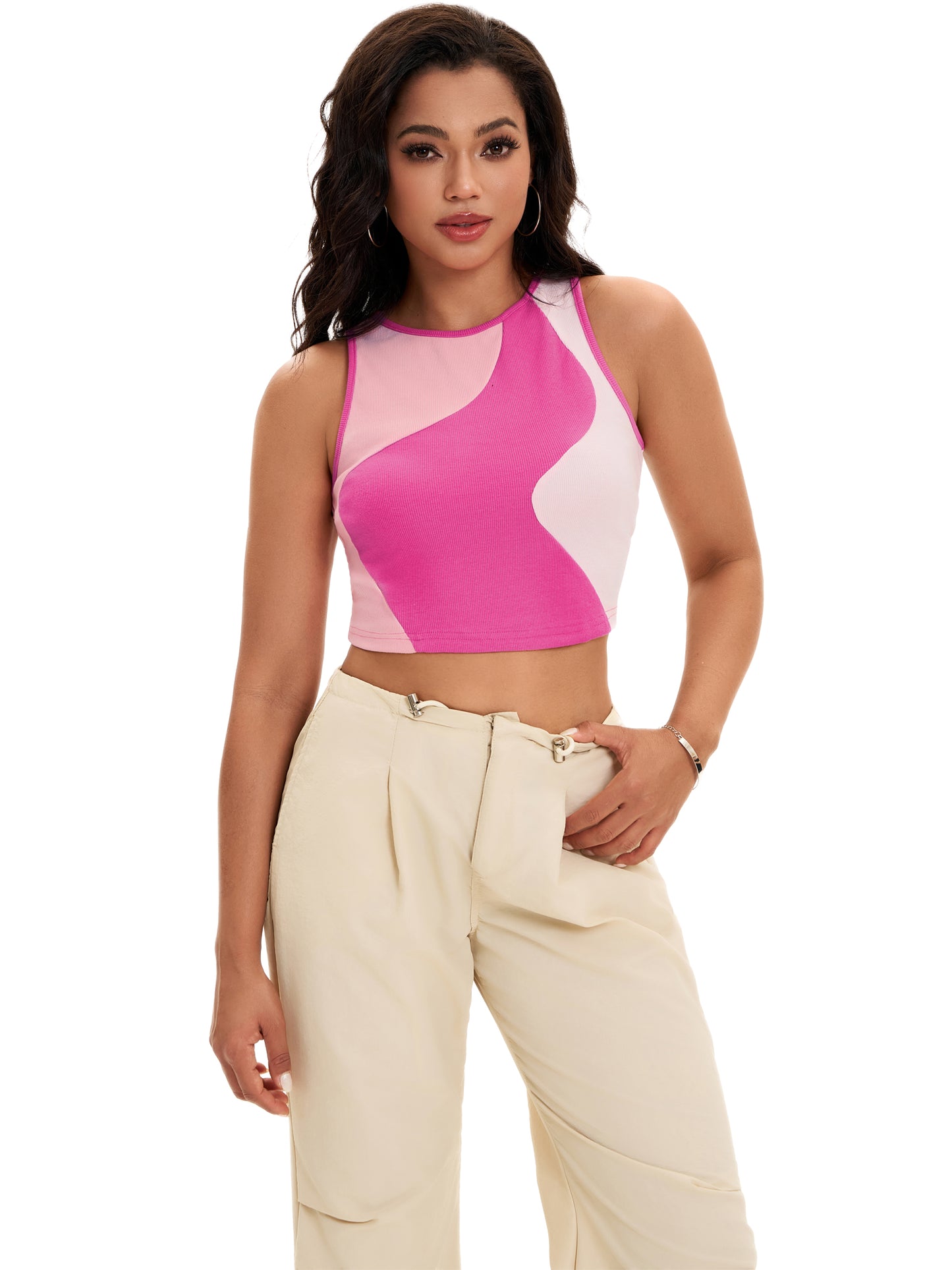 Women Crop Tank Top Casual Basic Sleeveless Workout Summer Top