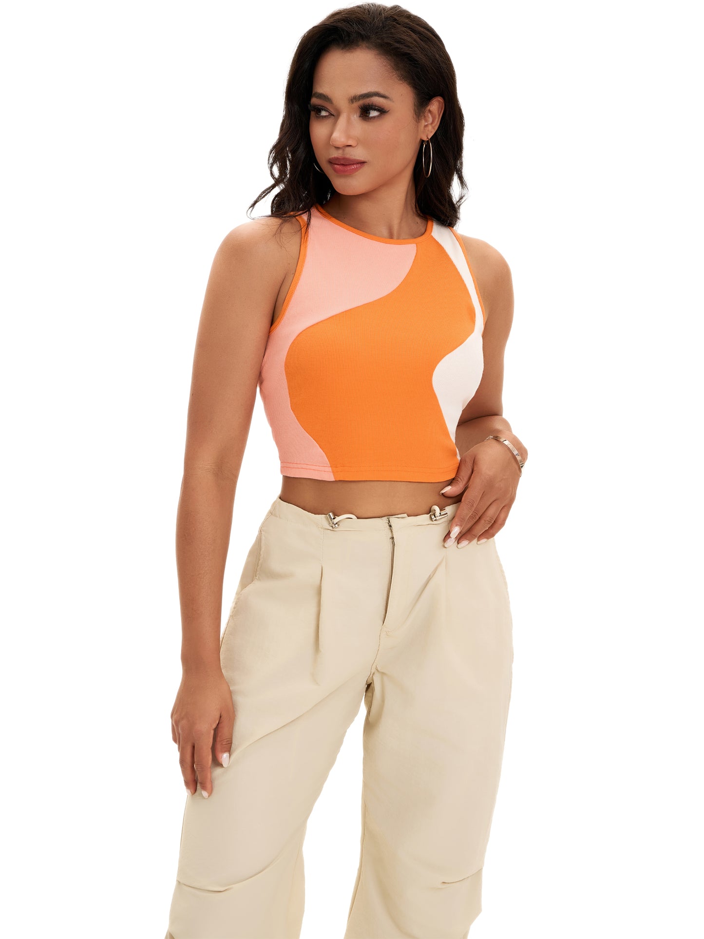 Women Crop Tank Top Casual Basic Sleeveless Workout Summer Top