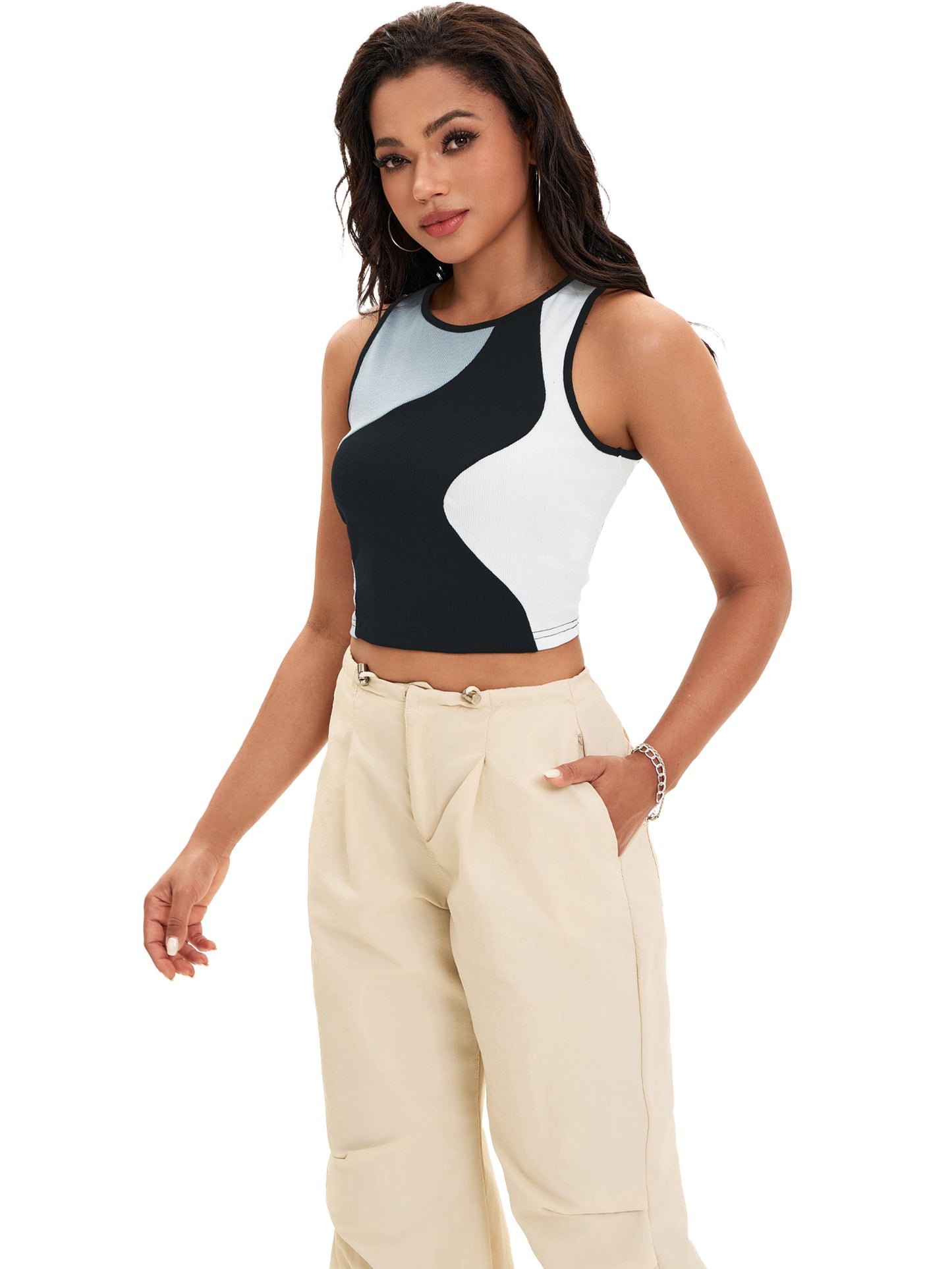 Women Crop Tank Top Casual Basic Sleeveless Workout Summer Top