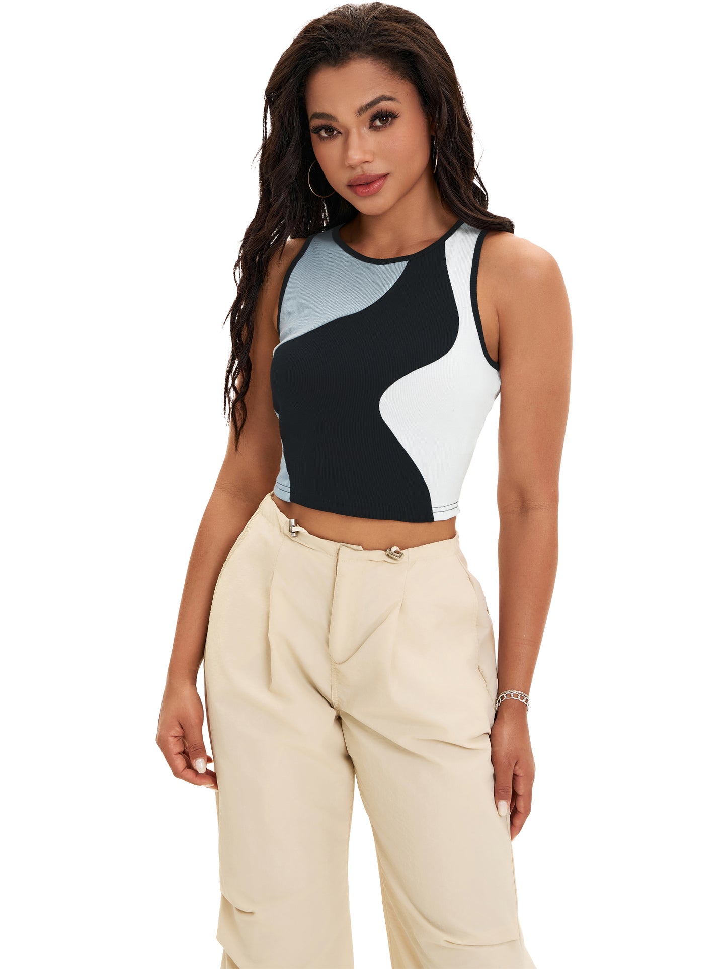 Women Crop Tank Top Casual Basic Sleeveless Workout Summer Top