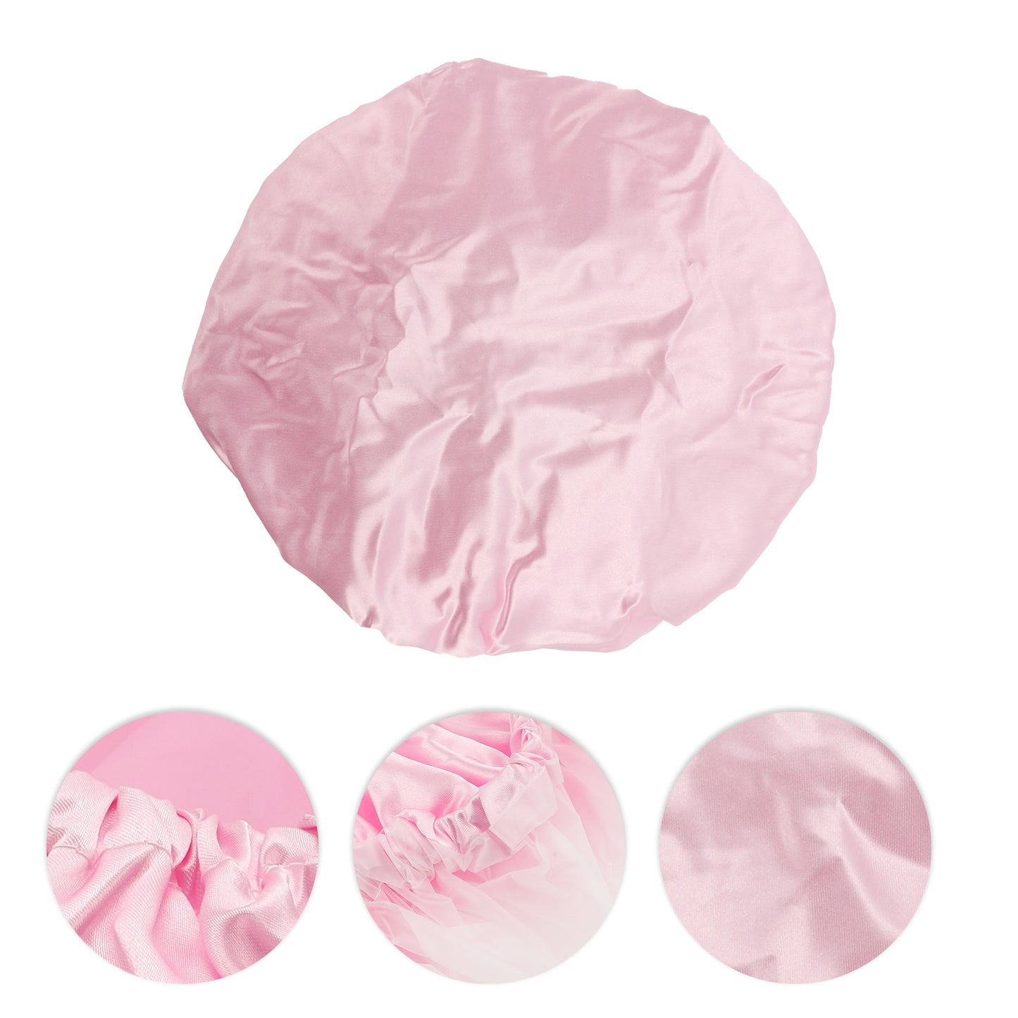 1 Pc Women Double Layer Shower Cap Hair Cap for Bathroom Pink