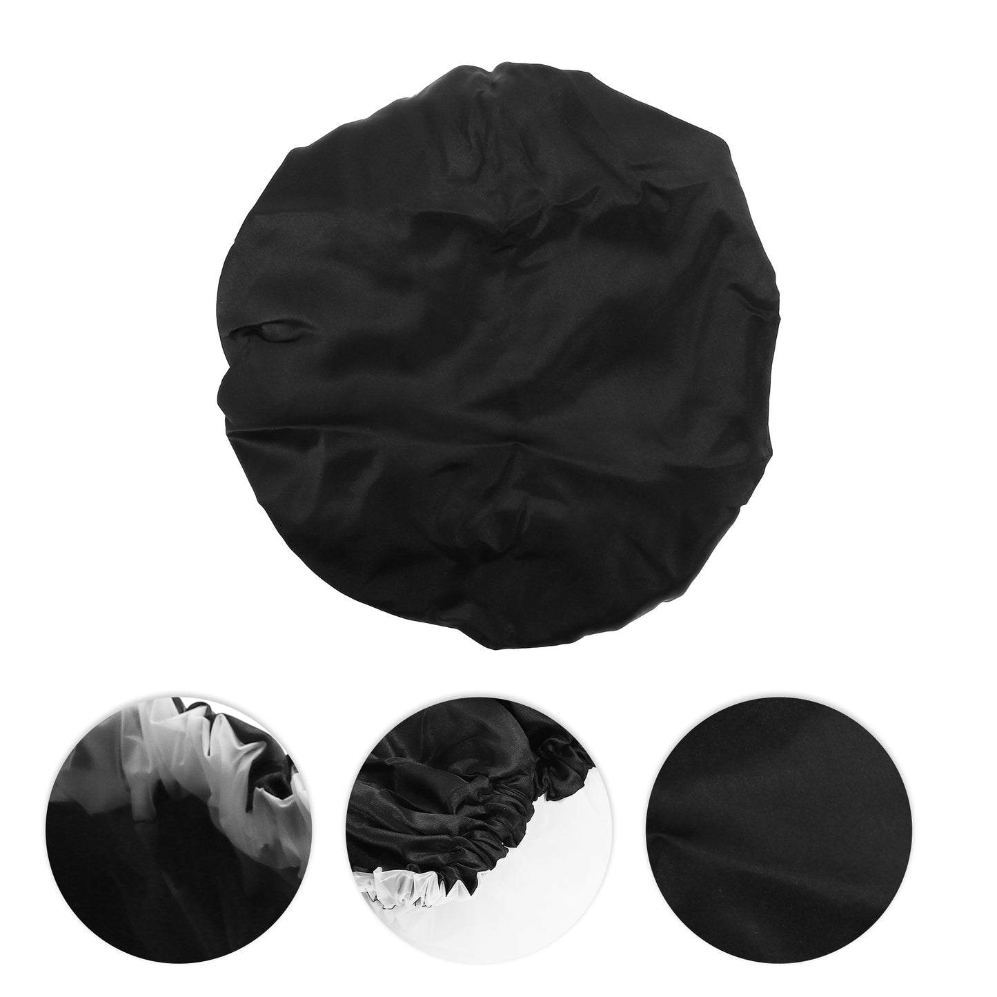 1 Pc Women Double Layer Shower Cap Hair Cap for Bathroom Black