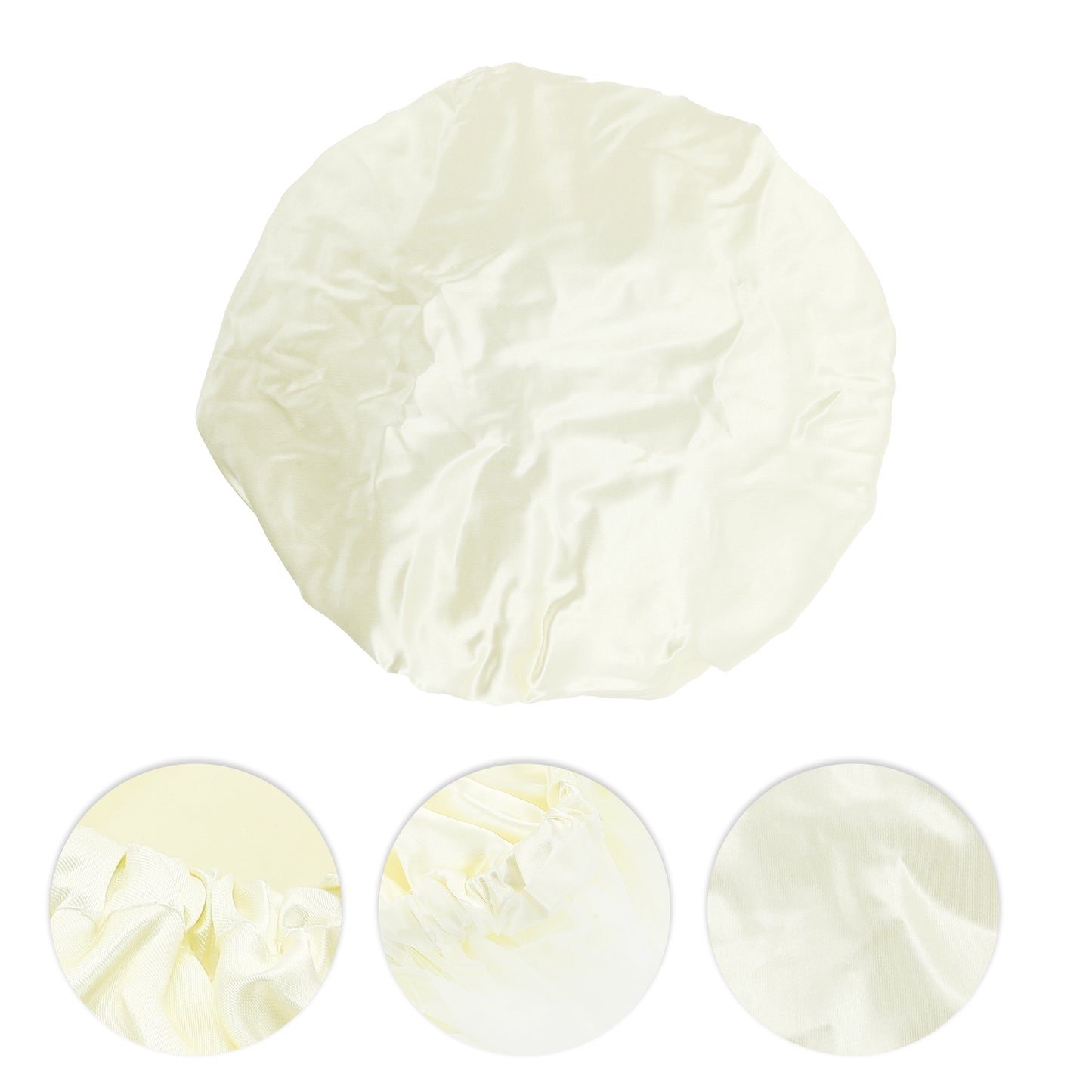 1 Pc Women Double Layer Shower Cap Hair Cap for Bathroom Beige White