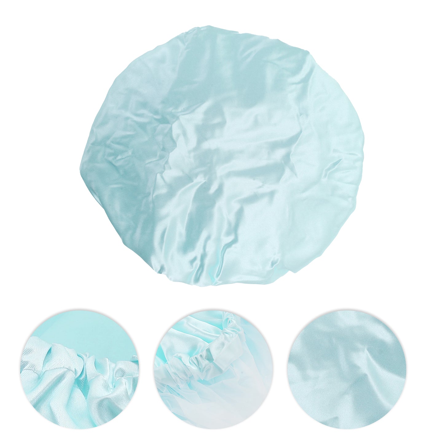 1 Pc Women Double Layer Shower Cap Hair Cap for Bathroom Blue