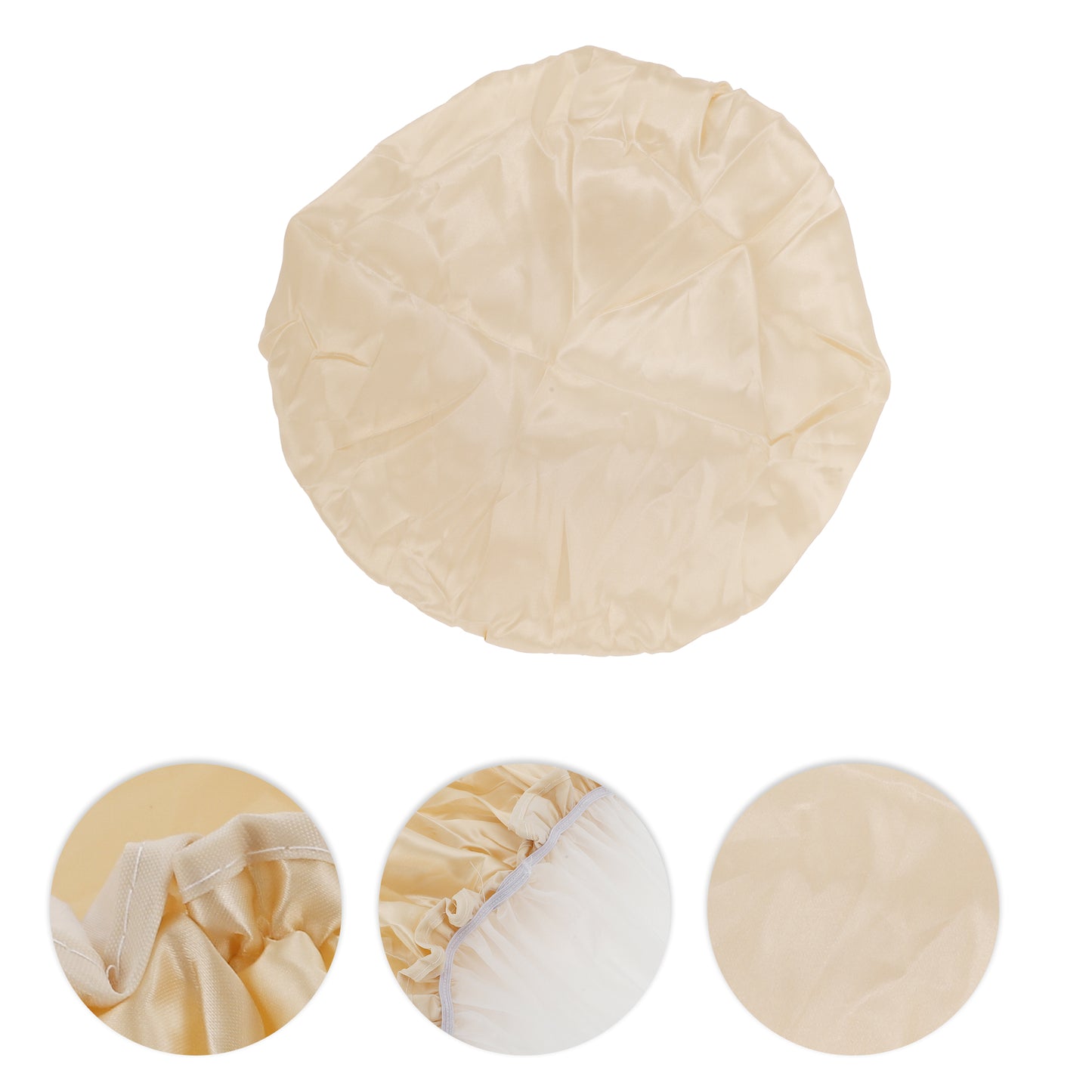 1 Pc Women Double Layer Shower Cap for Bathroom Vacation Travel Hotel Champagne