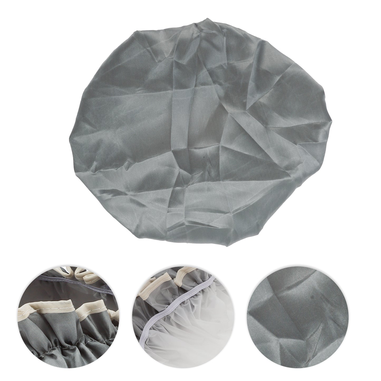 1 Pc Women Double Layer Shower Cap for Bathroom Vacation Travel Hotel Gray