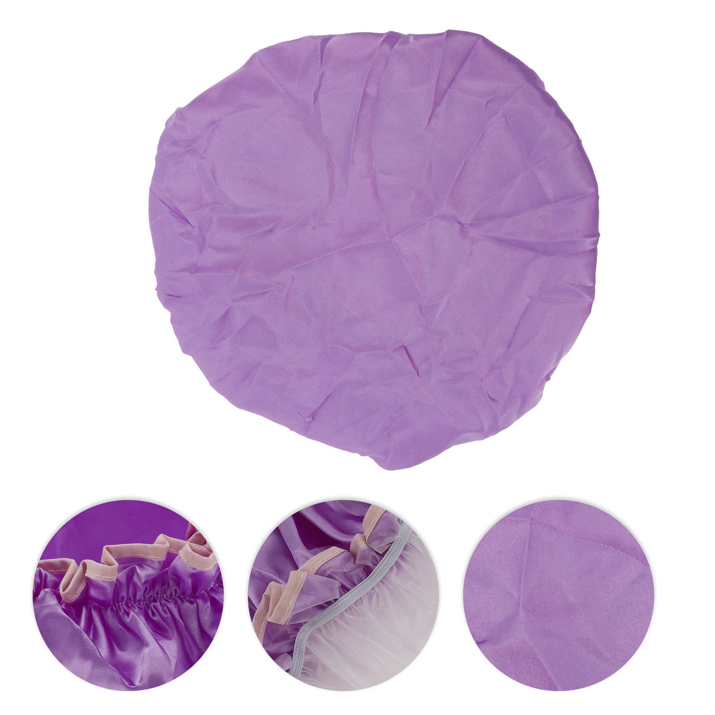 1 Pc Women Double Layer Shower Cap for Bathroom Vacation Travel Hotel Purple
