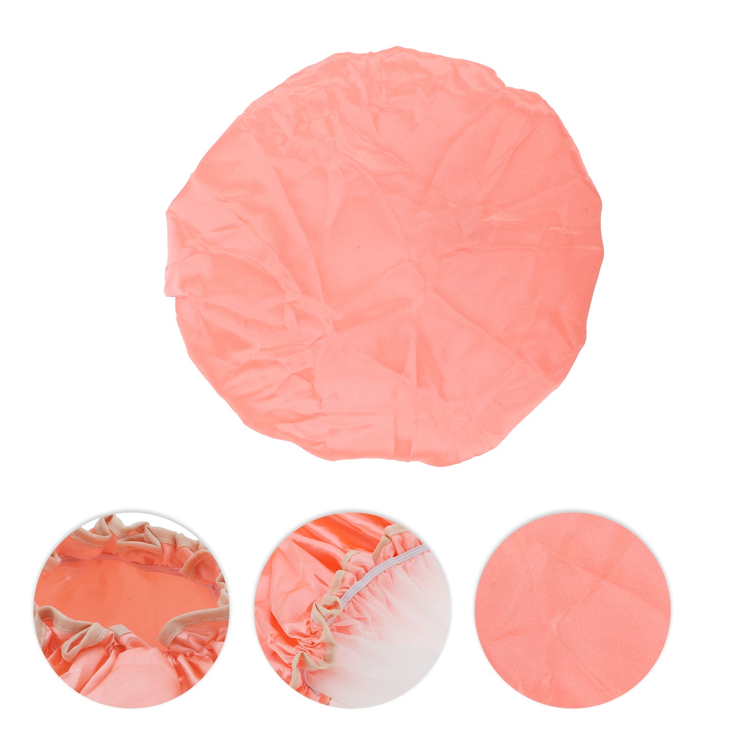 1 Pc Women Double Layer Shower Cap for Bathroom Vacation Travel Hotel Orange