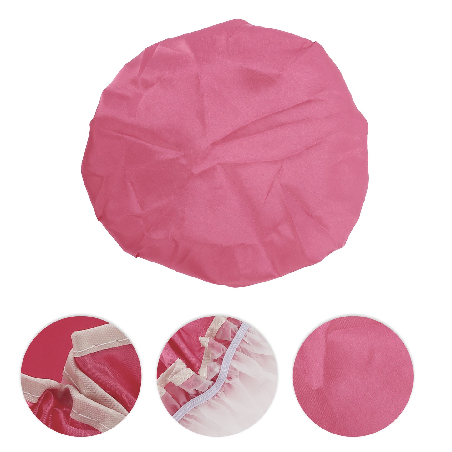 1 Pc Women Double Layer Shower Cap for Bathroom Vacation Travel Hotel Rose Red