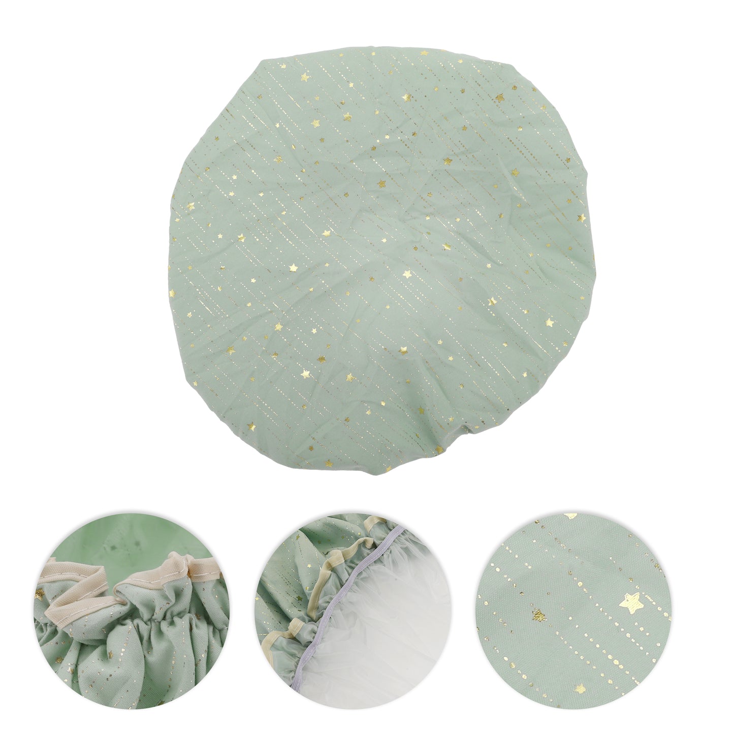 1 Pc Women Gold Stars Shower Cap for Bathroom Vacation Business Travel Green