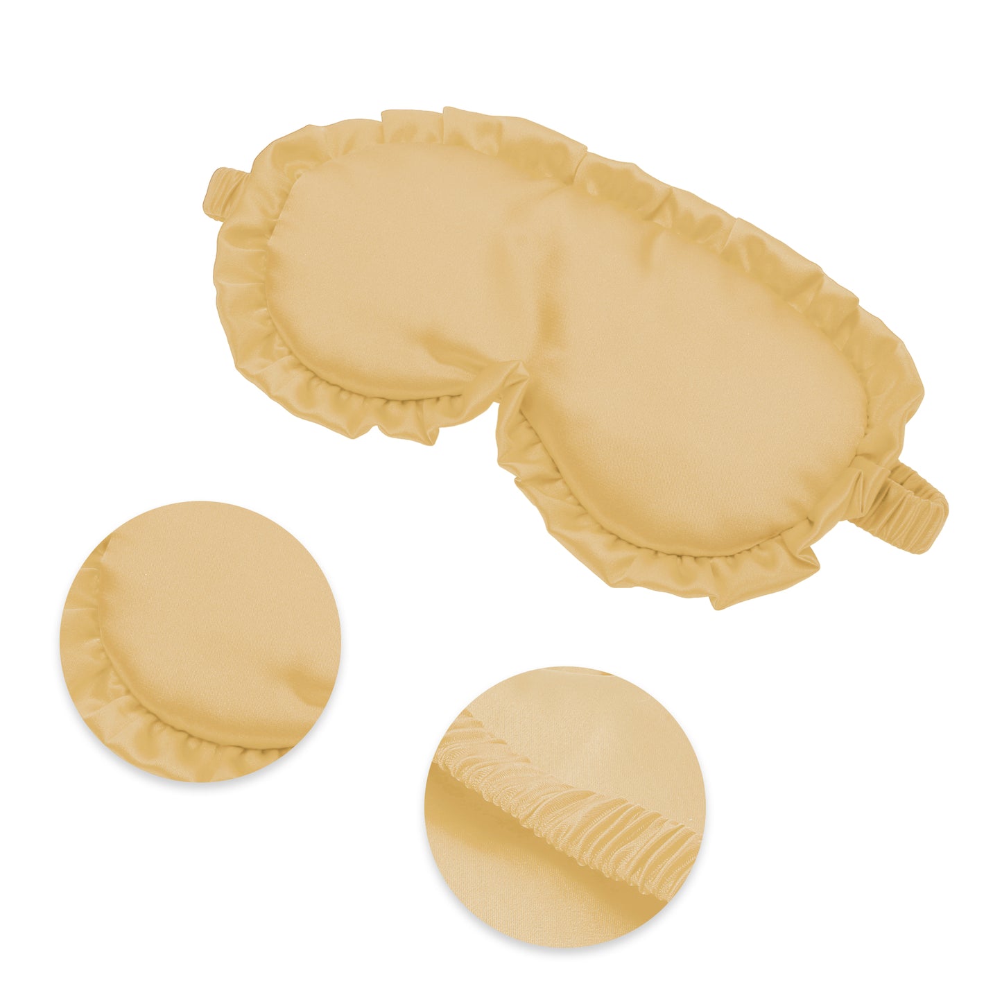 Soft Ruffle Sleep Mask Eye Shade Cover for Travel Gold Tone
