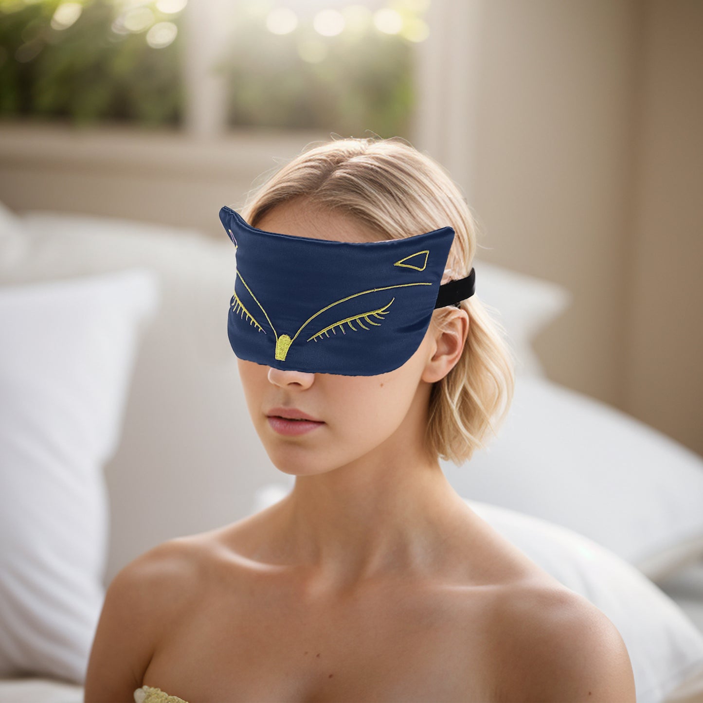 Soft Cartoon Fox Sleep Mask Eye Shade Cover for Travel Green