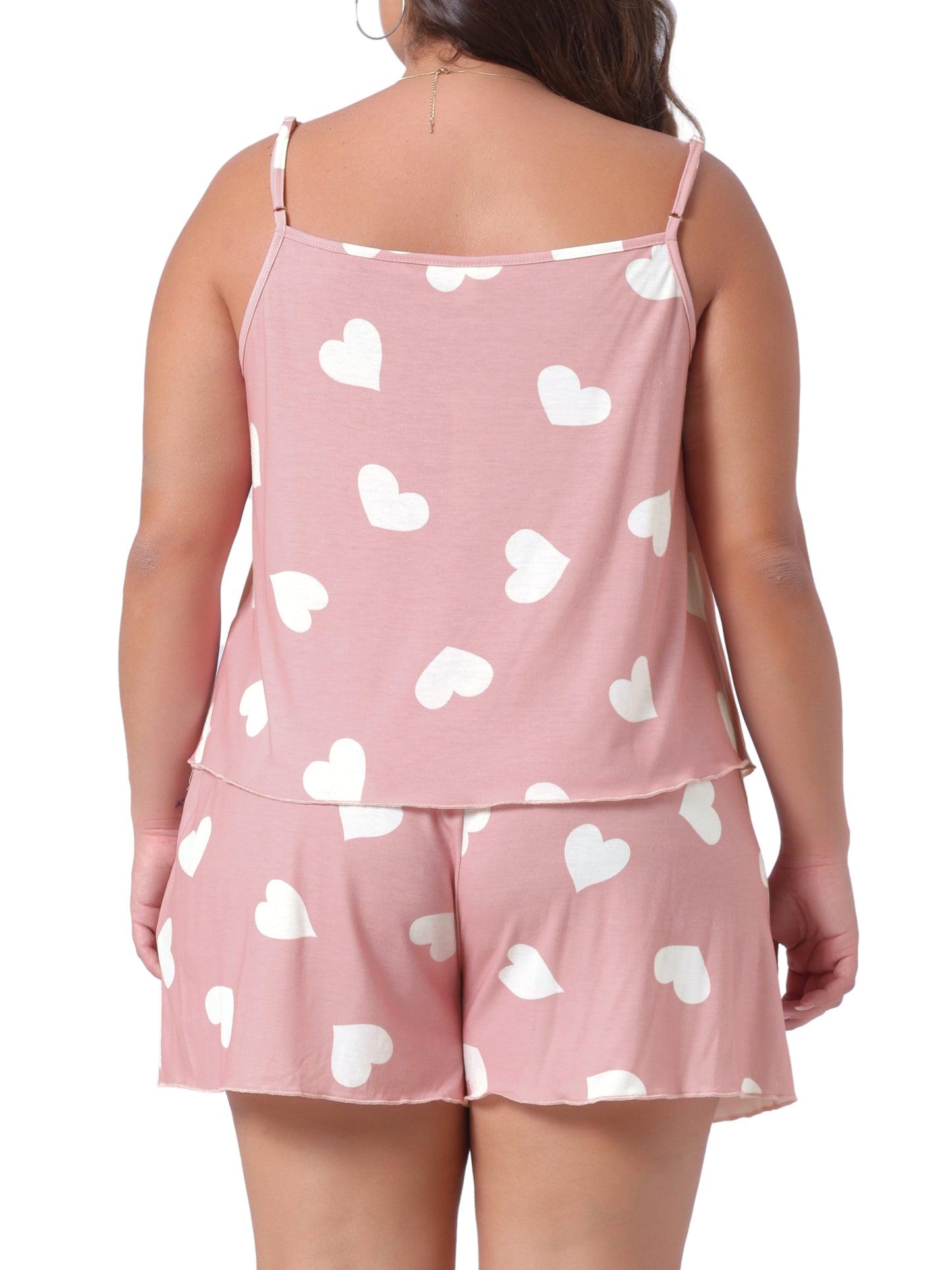 Women Plus Size Pajamas Strawberry Pattern Sleepwear Cami Shorts Set Cute Nightgown