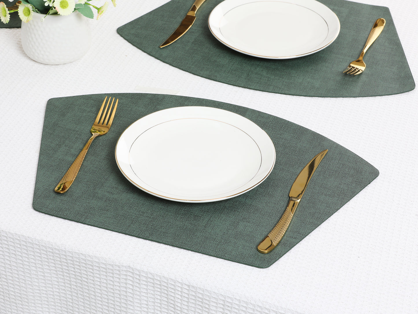 Placemats Set of 6 Wedge Faux Leather for Kitchen Dining Table Decor, Washable Wipeable 19*12in