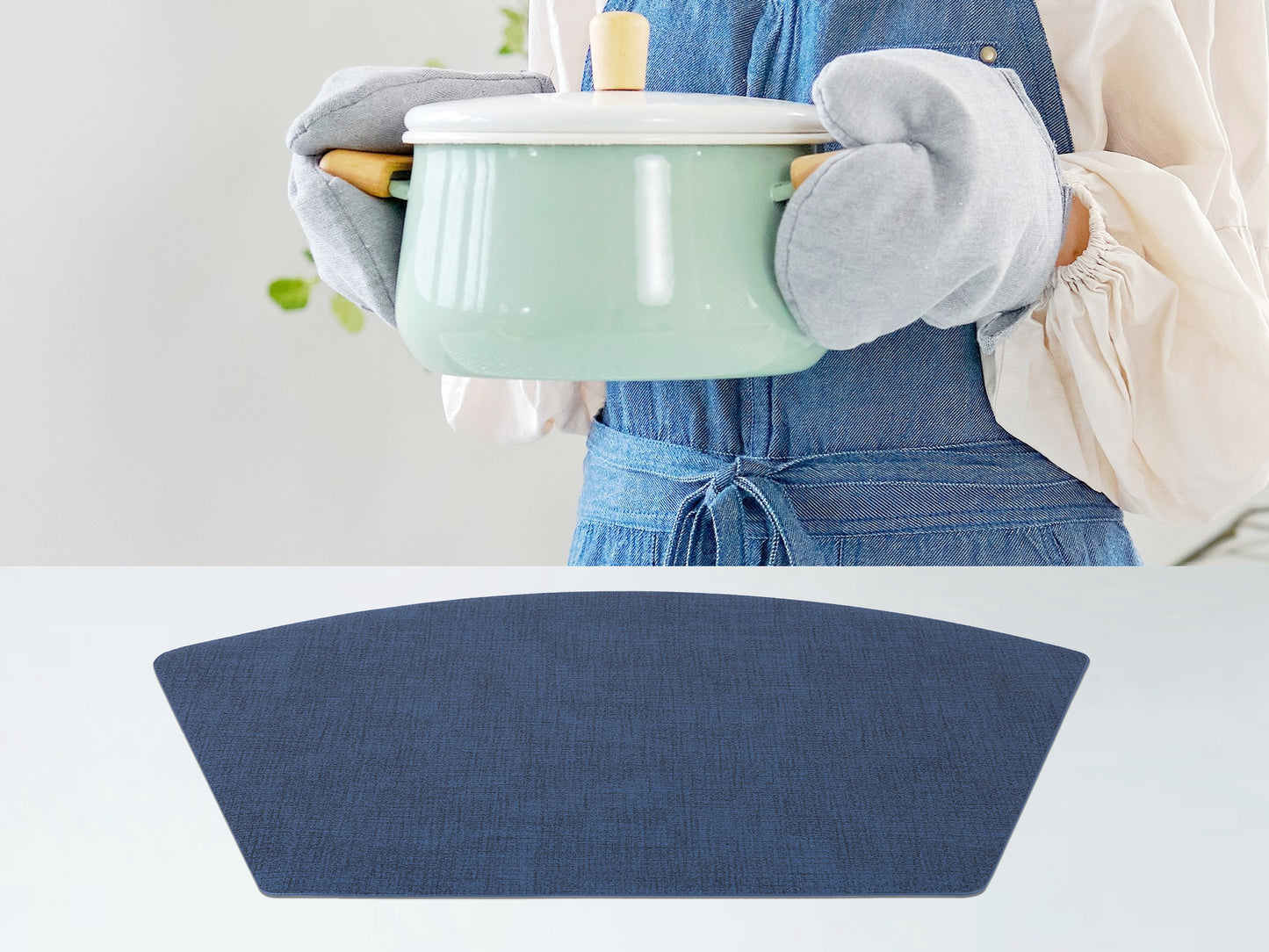 Juego de 6 manteles individuales de piel sintética con forma de cuña para decoración de mesa de cocina y comedor, lavables y lavables, 48 x 30 cm