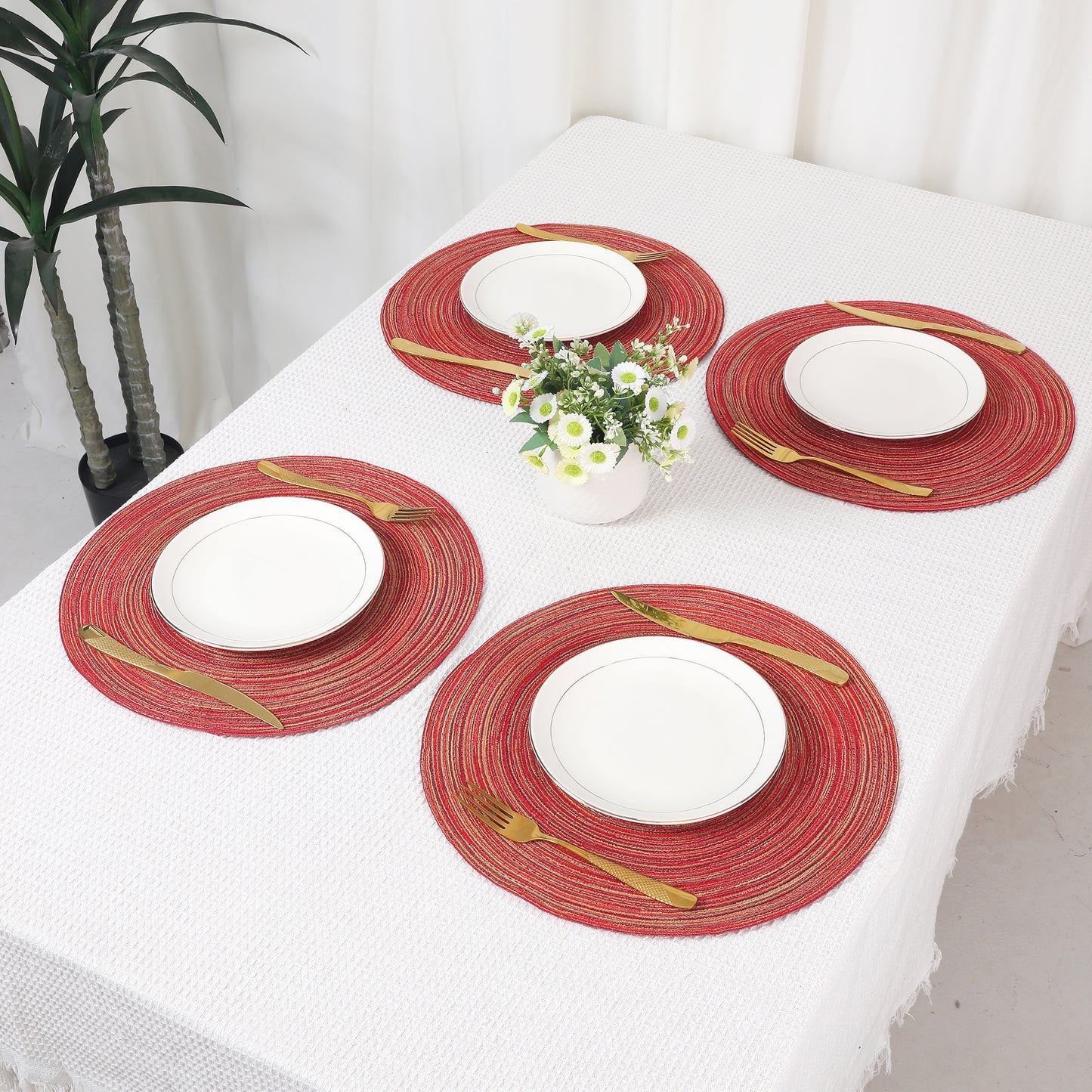 Farmhouse Placemats Set of 6 for Dining Table Decor Indoor Outdoor Washable Wipe Clean 15*15in