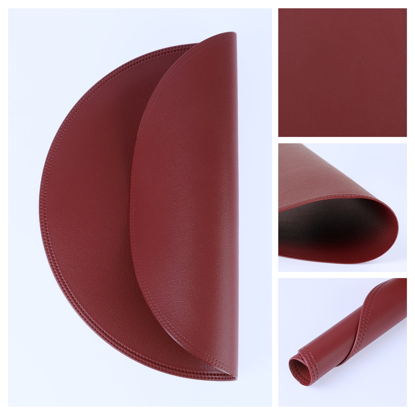 Set of 6 Placemats, Faux Leather for Kitchen Dining Table Decor Washable Heat Resistant Wipeable 15*15in