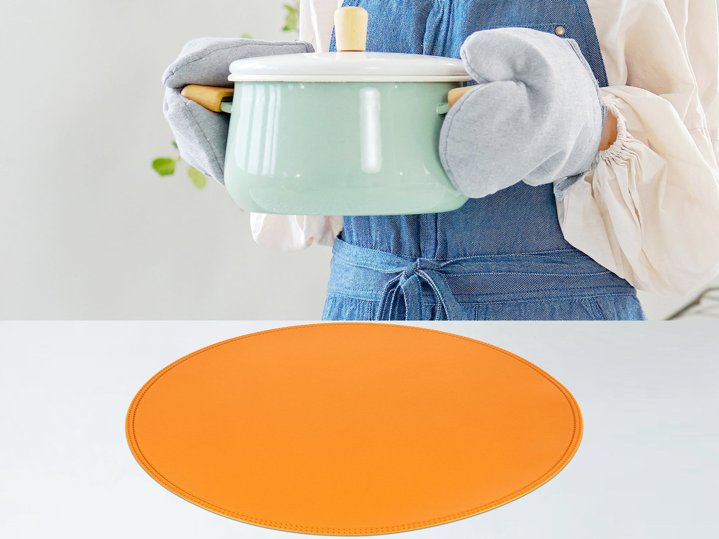 Set of 6 Placemats, Faux Leather for Kitchen Dining Table Decor Washable Heat Resistant Wipeable 15*15in