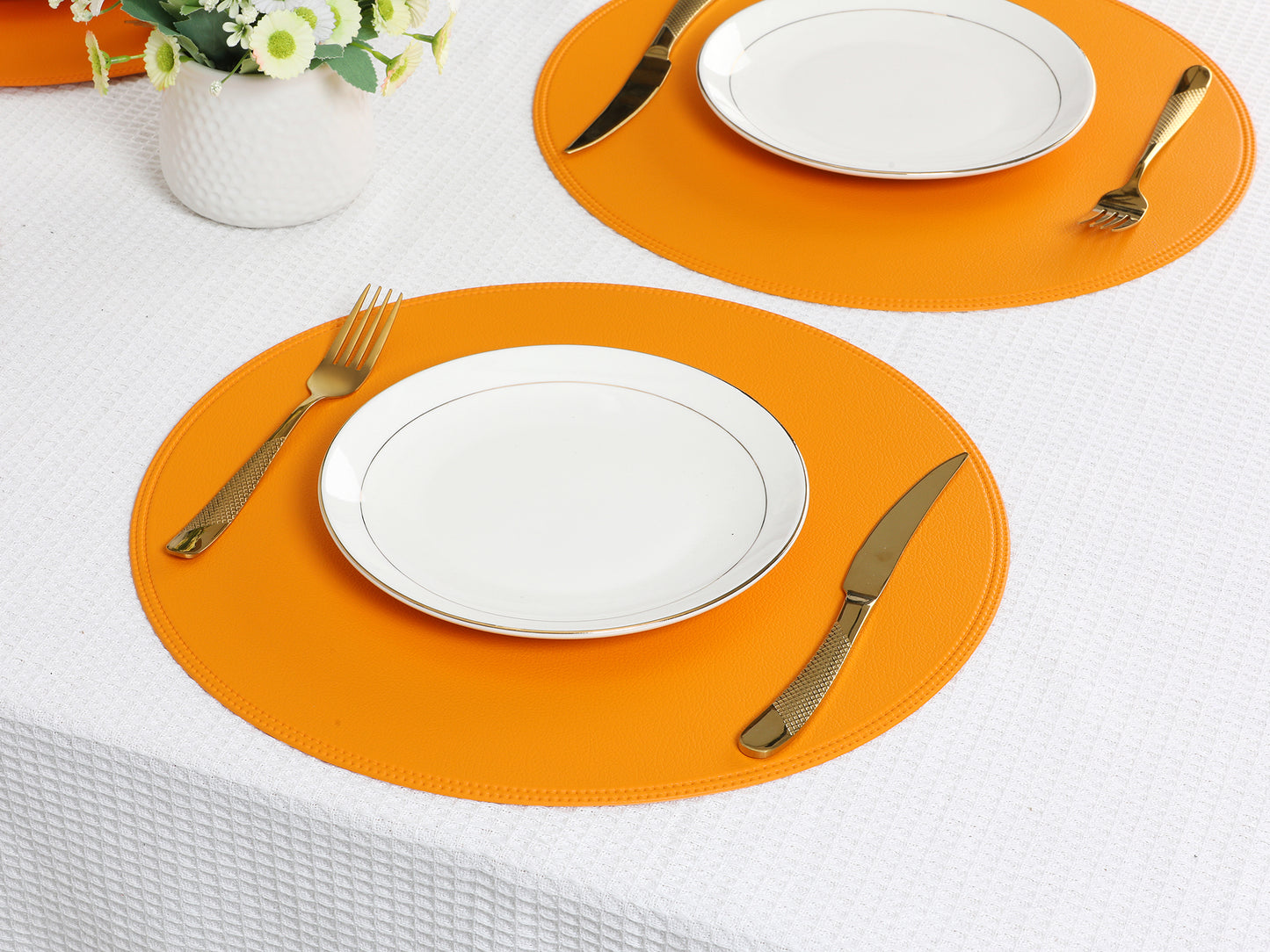 Set of 6 Placemats, Faux Leather for Kitchen Dining Table Decor Washable Heat Resistant Wipeable 15*15in