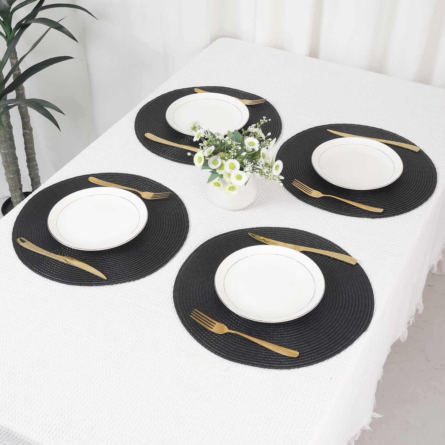 Rustic Placemats Set of 8 Woven Indoor Outdoor Washable Wipe Clean 15*15in