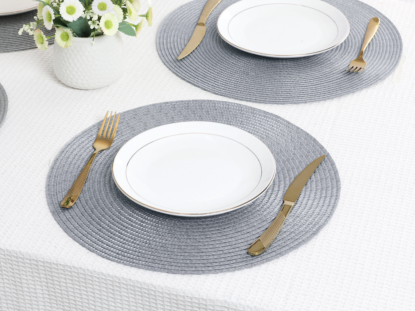 Rustic Placemats Set of 8 Woven Indoor Outdoor Washable Wipe Clean 15*15in