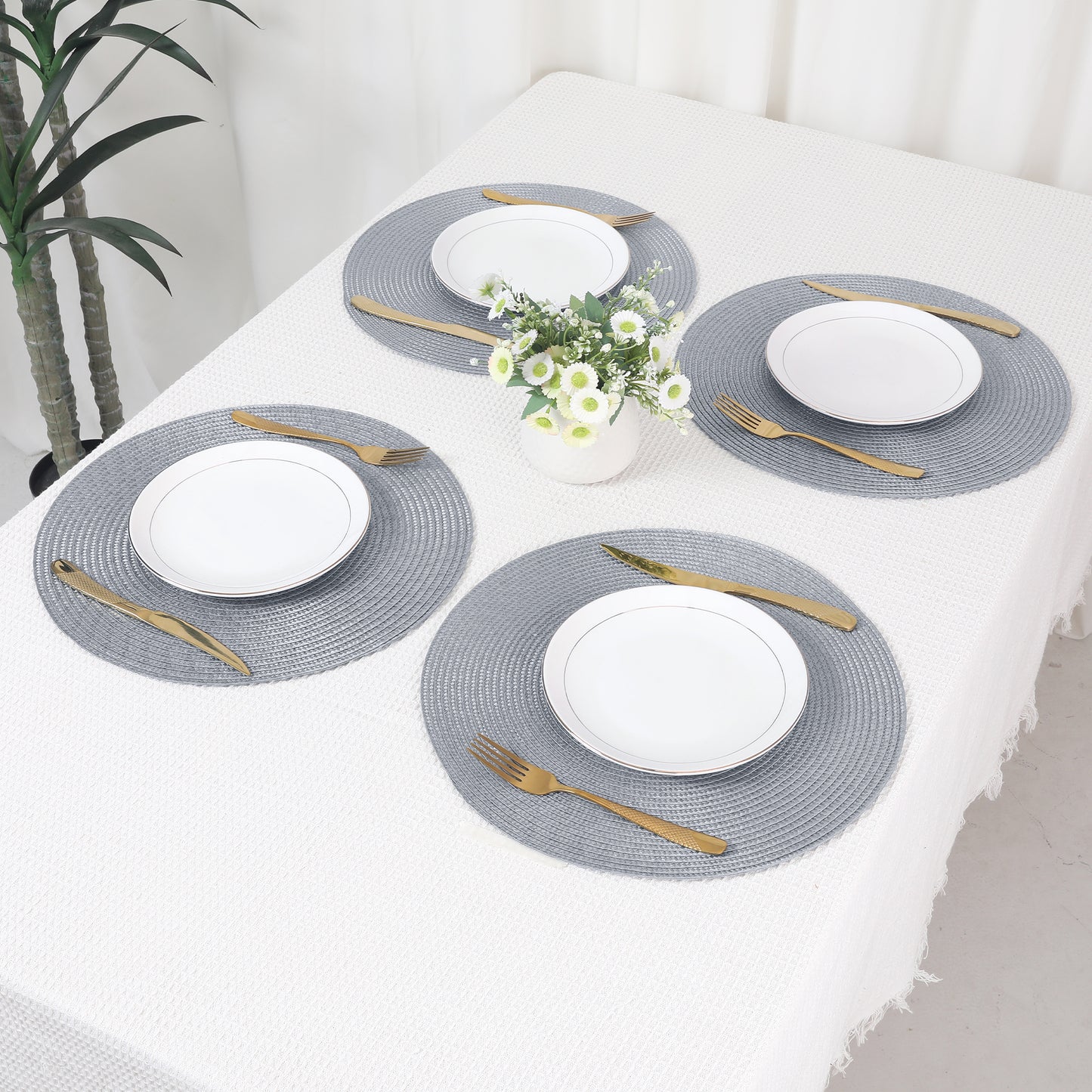 Rustic Placemats Set of 8 Woven Indoor Outdoor Washable Wipe Clean 15*15in