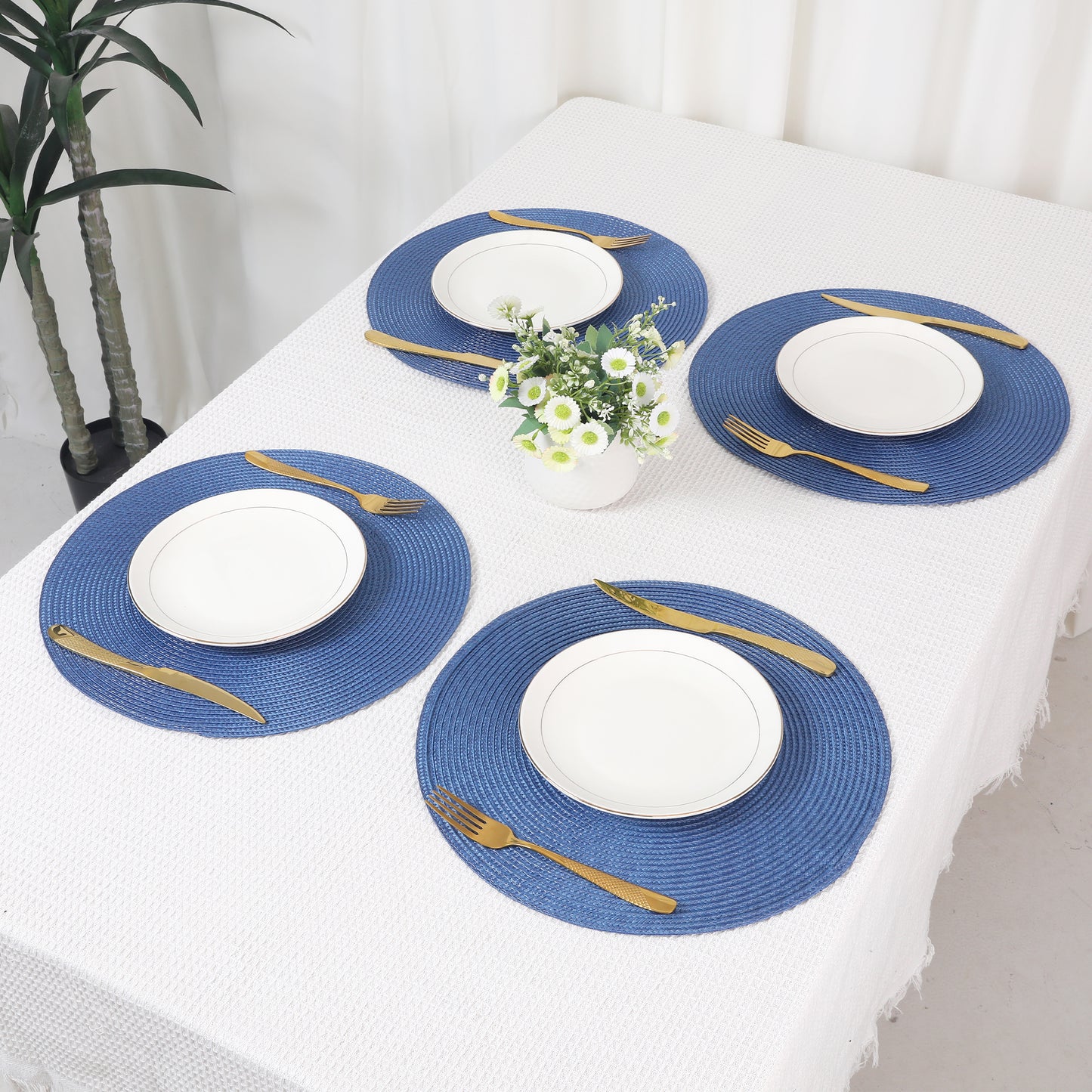 Rustic Placemats Set of 8 Woven Indoor Outdoor Washable Wipe Clean 15*15in