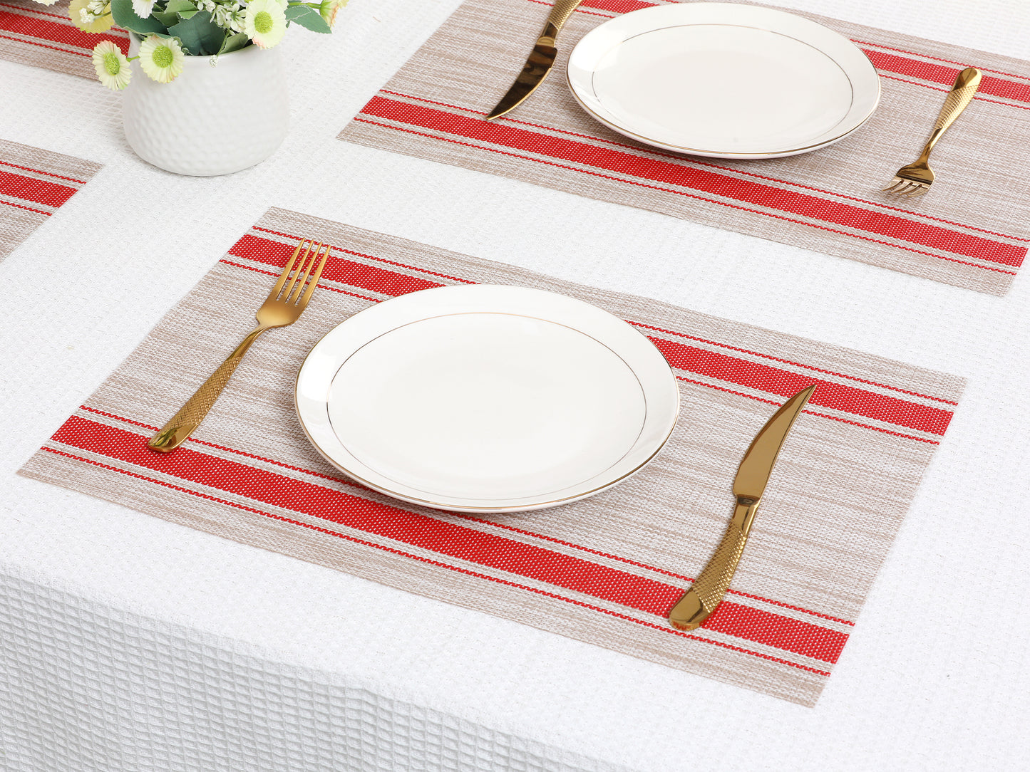 Placemats Set of 8 Vinyl for Kitchen Dining Table Decor Washable Heat Resistant 18*12in