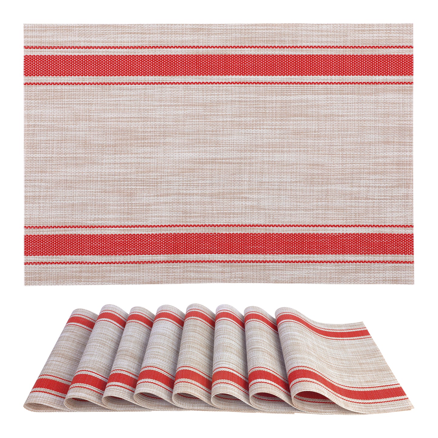 Placemats Set of 8 Vinyl for Kitchen Dining Table Decor Washable Heat Resistant 18*12in