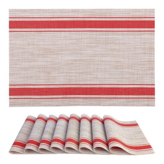 Placemats Set of 8 Vinyl for Kitchen Dining Table Decor Washable Heat Resistant 18*12in