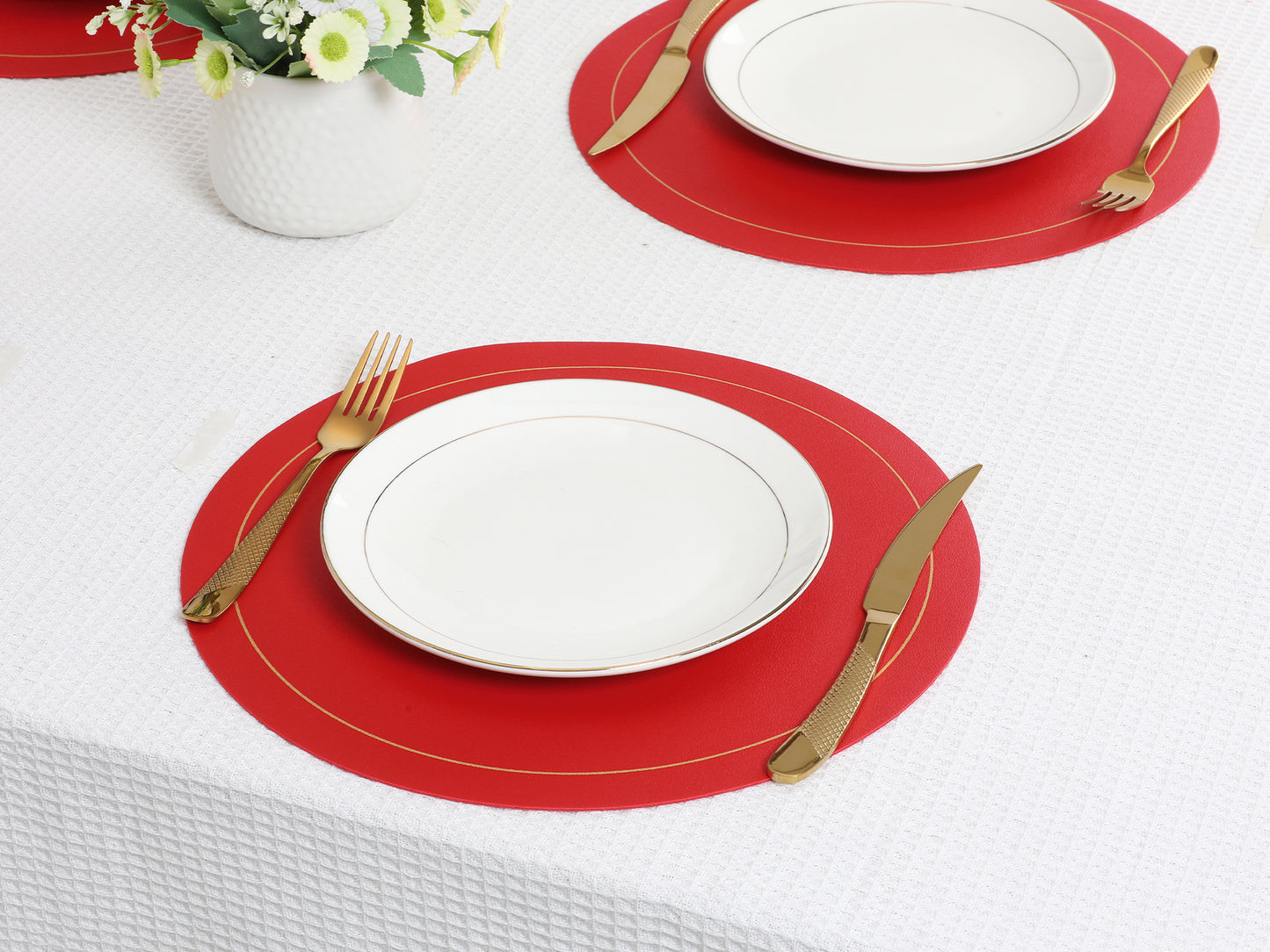 Placemats Set of 8 Faux Leather for Kitchen Dining Table Decor Heat Resistant Wipeable 13*13in
