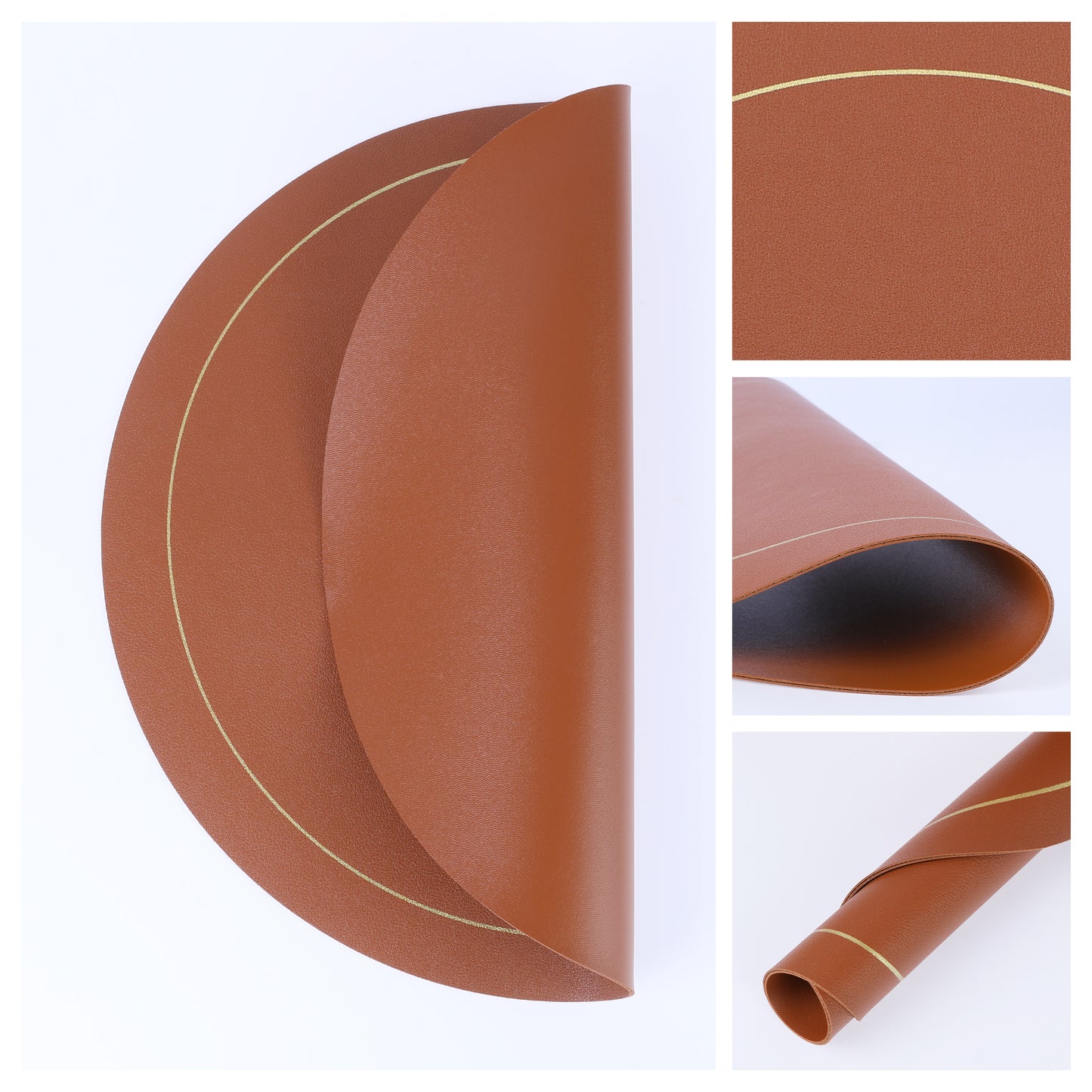 Juego de 8 manteles individuales de piel sintética para decoración de mesa de cocina, comedor, resistentes al calor y lavables, 33 x 33 cm