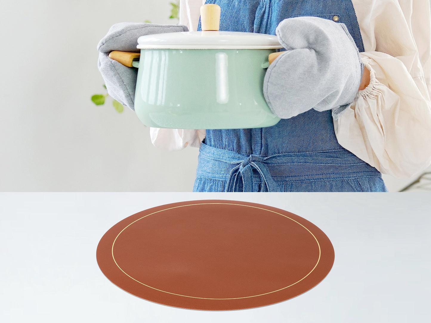 Juego de 8 manteles individuales de piel sintética para decoración de mesa de cocina, comedor, resistentes al calor y lavables, 33 x 33 cm