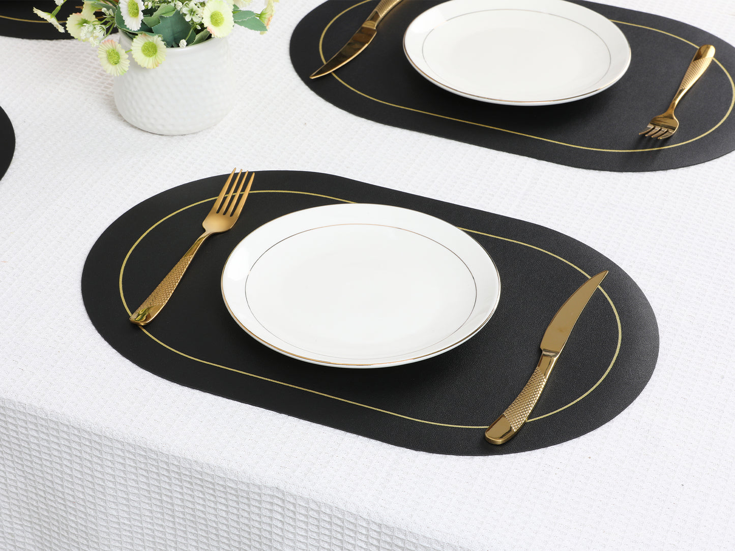 Set of 6 Placemats, Faux Leather for Kitchen Dining Table Decor, Washable Heat Resistant 18*12in