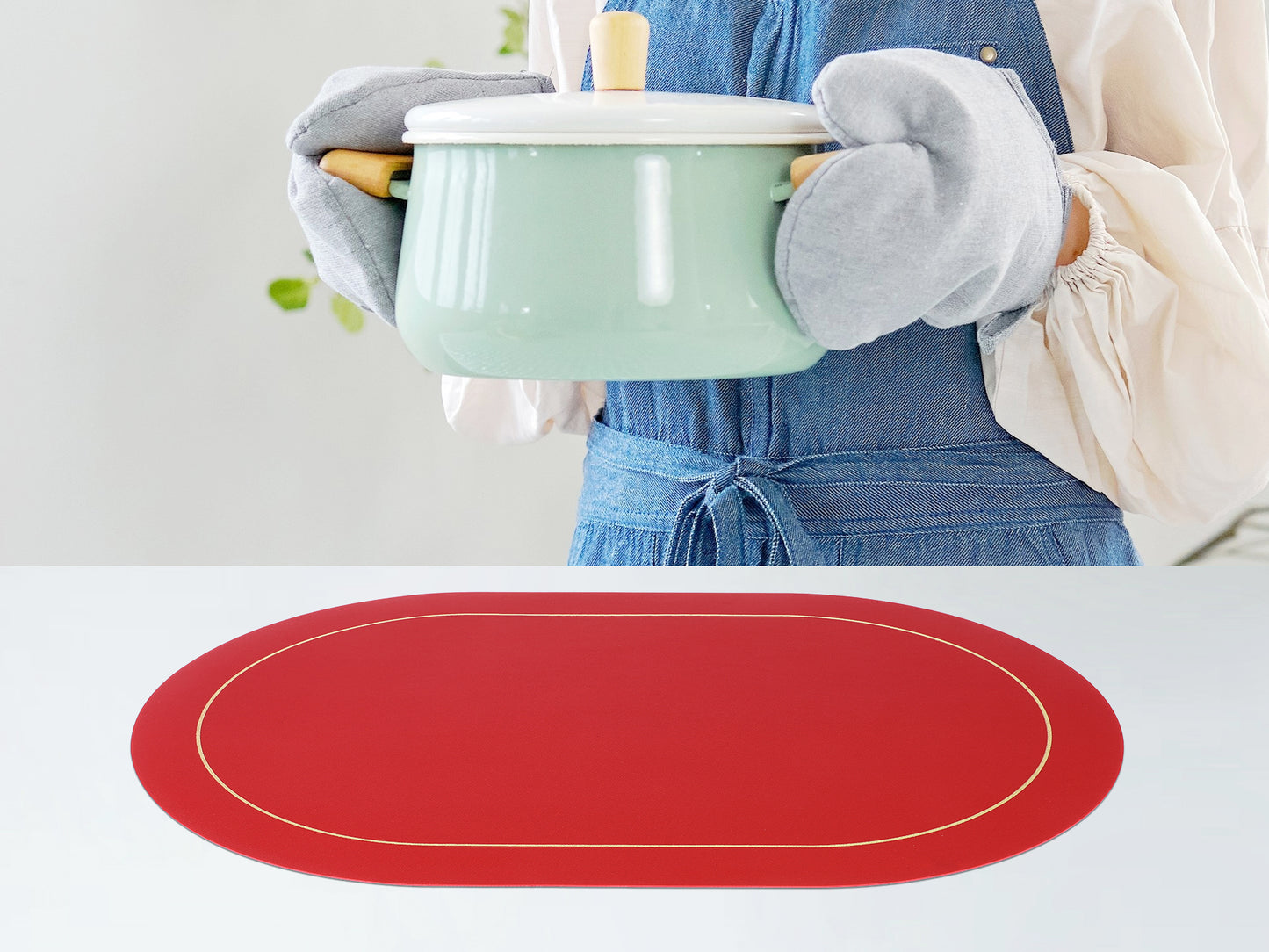 Set of 6 Placemats, Faux Leather for Kitchen Dining Table Decor, Washable Heat Resistant 18*12in
