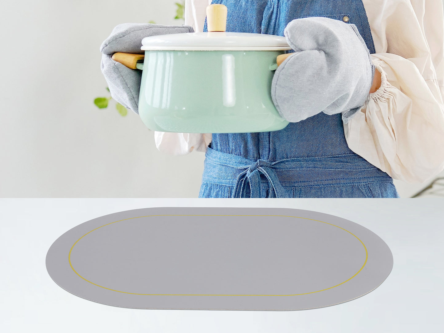 Set of 6 Placemats, Faux Leather for Kitchen Dining Table Decor, Washable Heat Resistant 18*12in