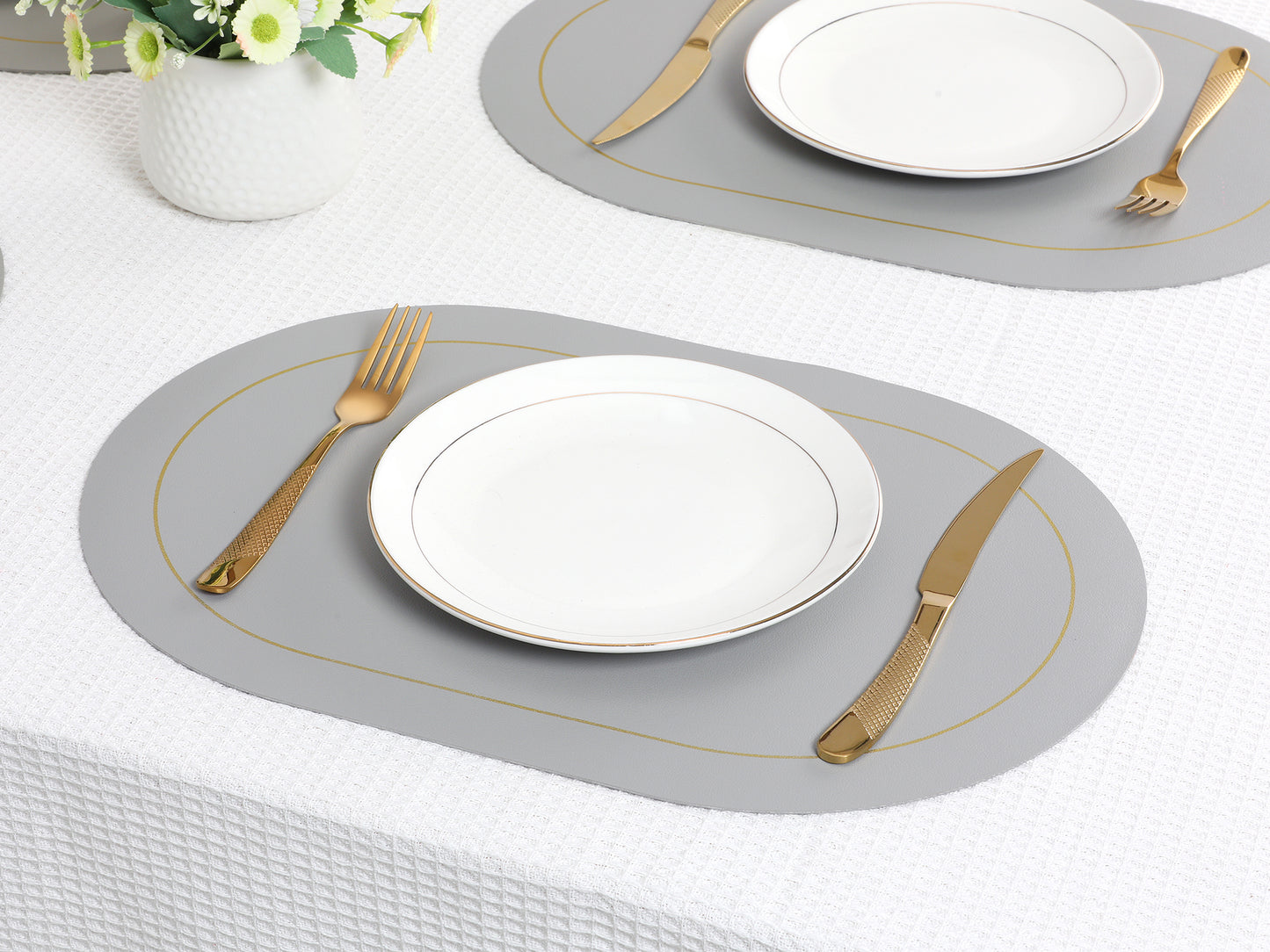 Set of 6 Placemats, Faux Leather for Kitchen Dining Table Decor, Washable Heat Resistant 18*12in