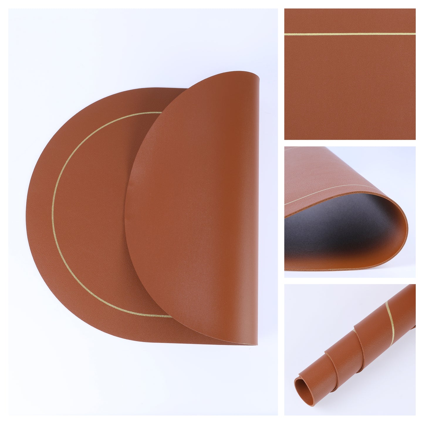 Set of 6 Placemats, Faux Leather for Kitchen Dining Table Decor, Washable Heat Resistant 18*12in