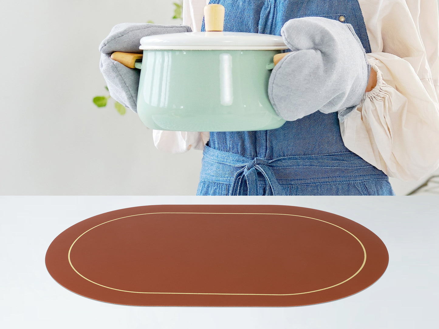 Set of 6 Placemats, Faux Leather for Kitchen Dining Table Decor, Washable Heat Resistant 18*12in