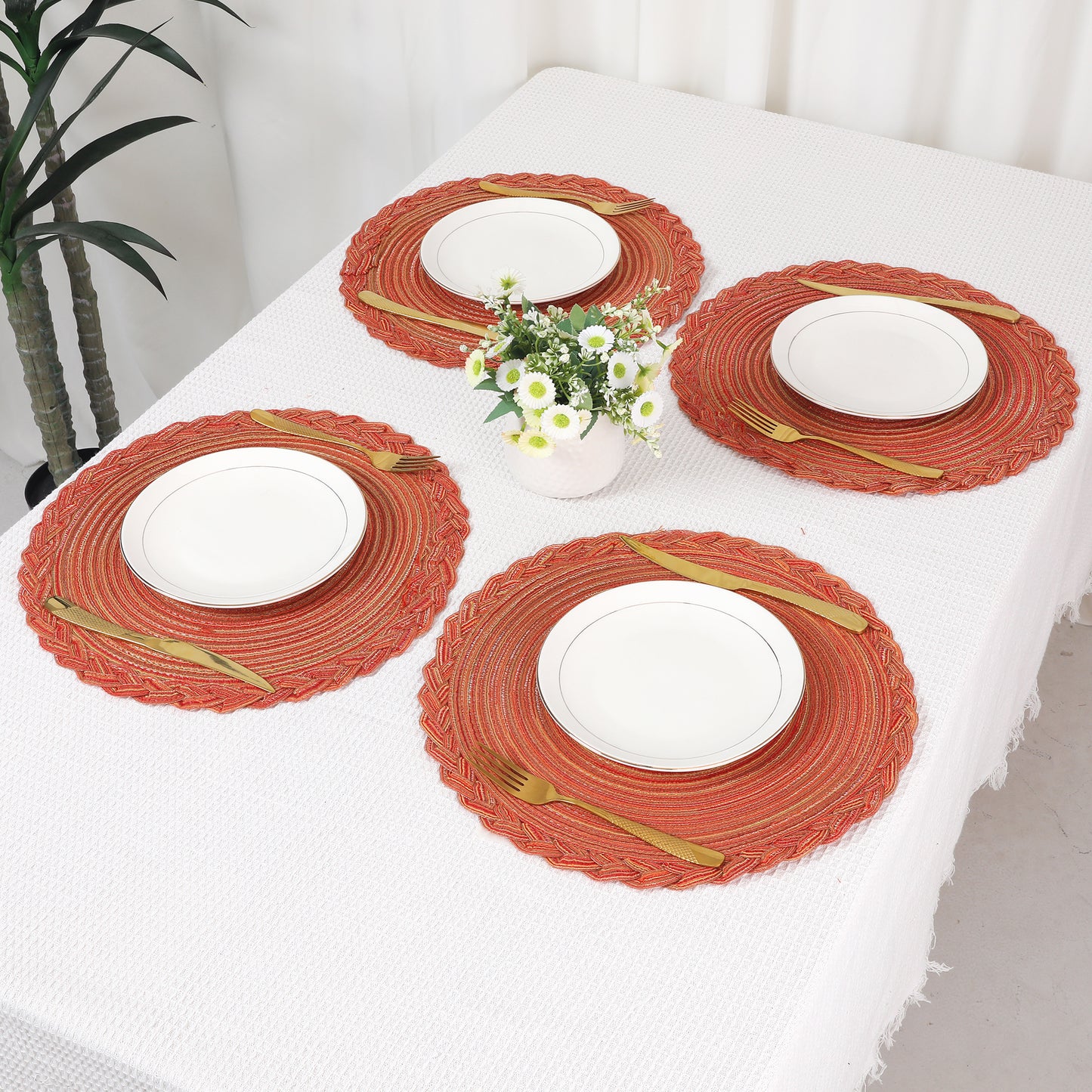 Rustic Placemats Set of 6 for Dining Table Decor Indoor Outdoor Washable Wipe Clean 15*15in