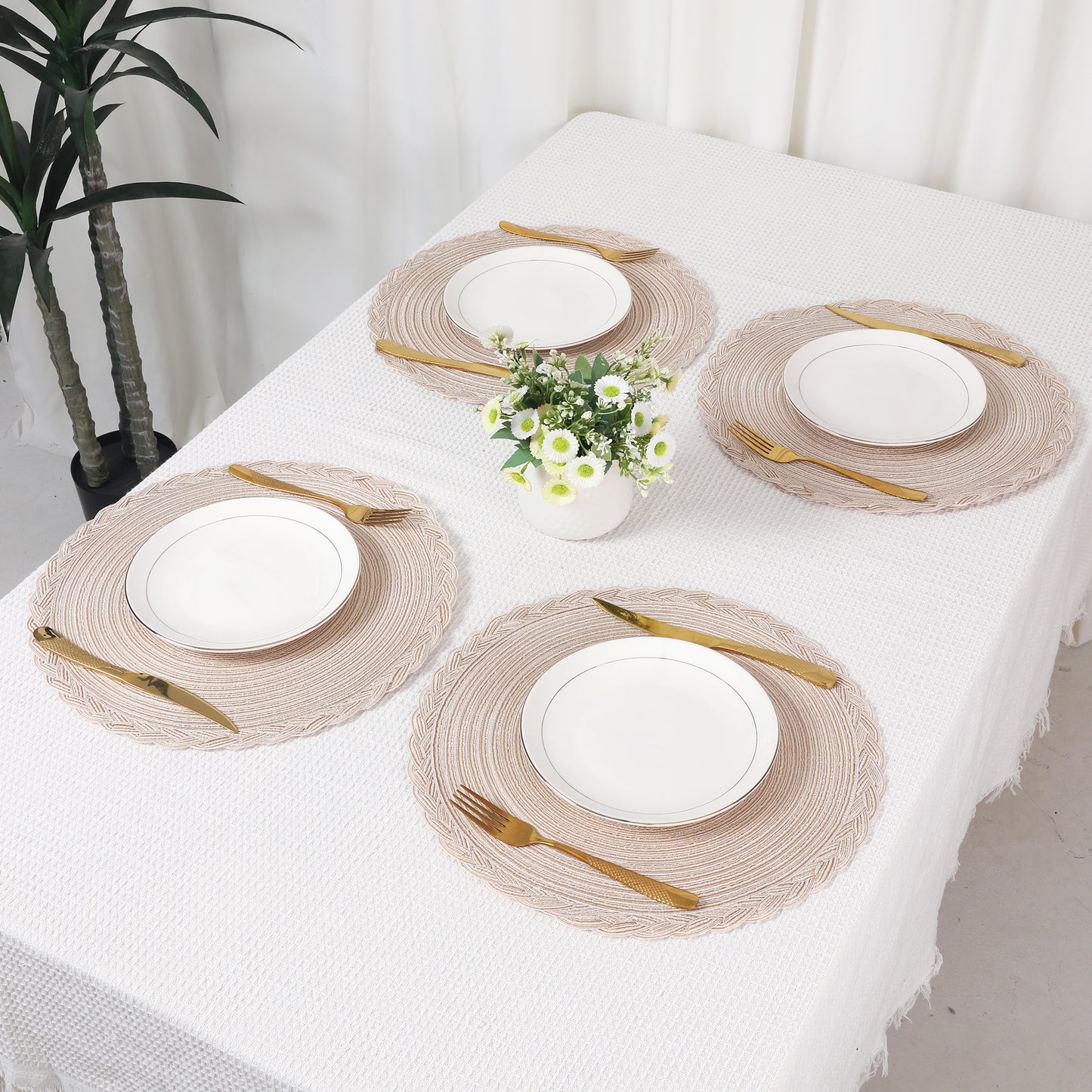 Rustic Placemats Set of 6 for Dining Table Decor Indoor Outdoor Washable Wipe Clean 15*15in