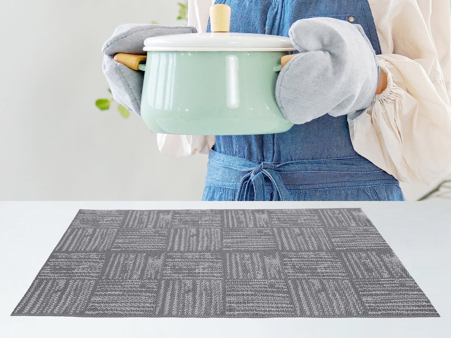 Set of 8 Vinyl Placemats for Kitchen Dining Table Decor Washable Heat Resistant 18*12in