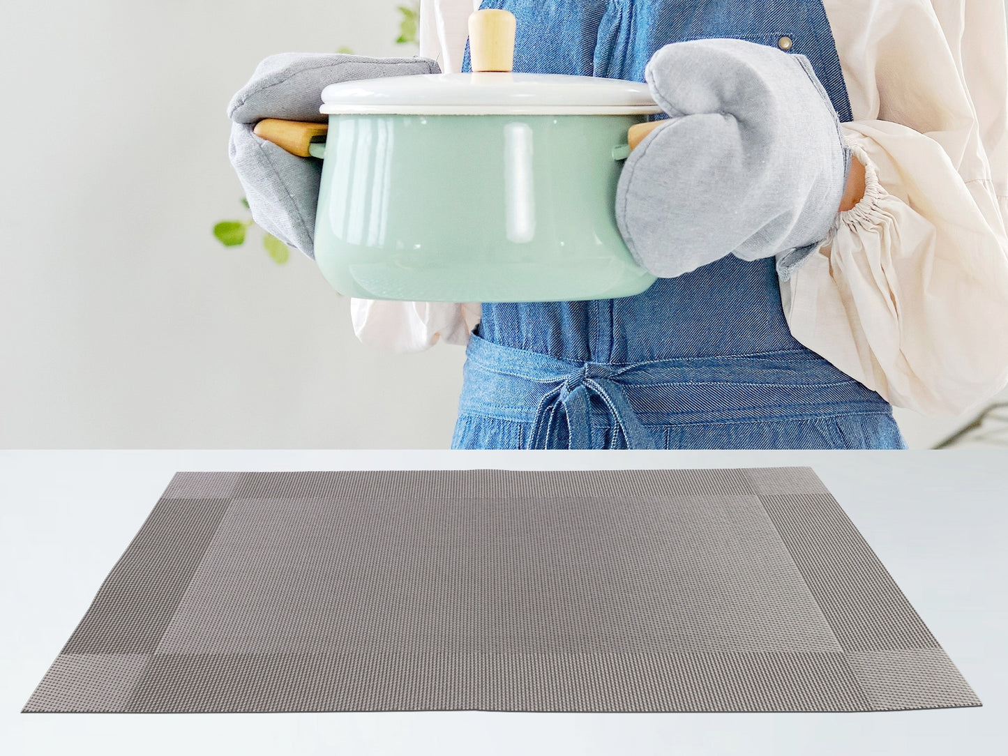 Placemats Set of 8, PVC for Kitchen Dining Table Decor Washable Wipeable 18*12in