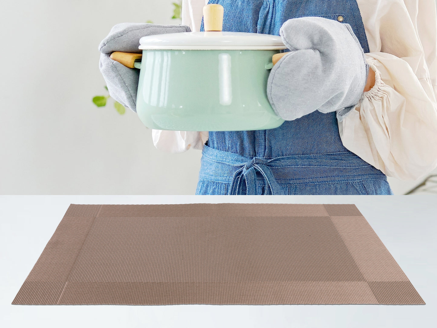 Placemats Set of 8, PVC for Kitchen Dining Table Decor Washable Wipeable 18*12in