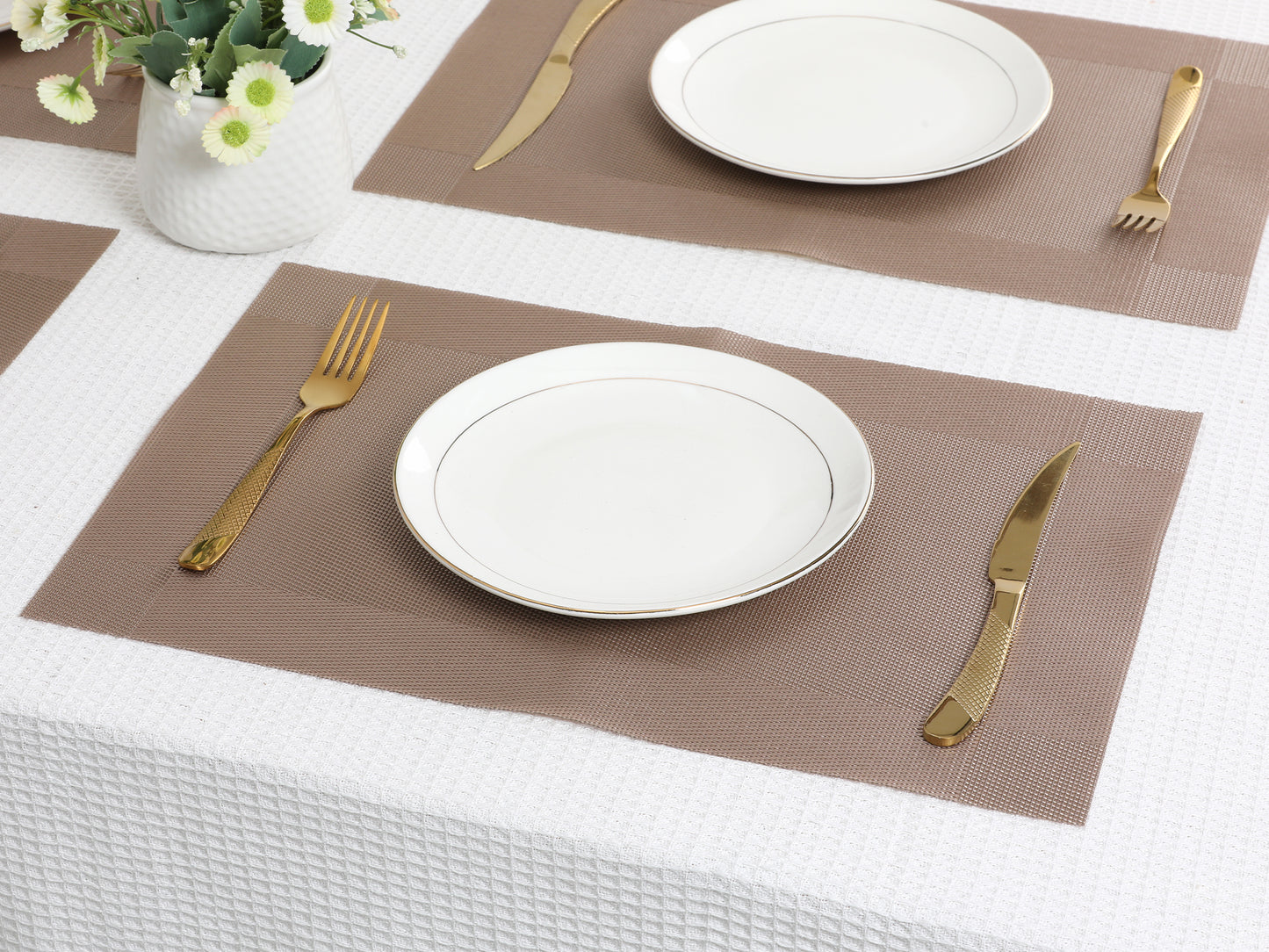 Placemats Set of 8, PVC for Kitchen Dining Table Decor Washable Wipeable 18*12in