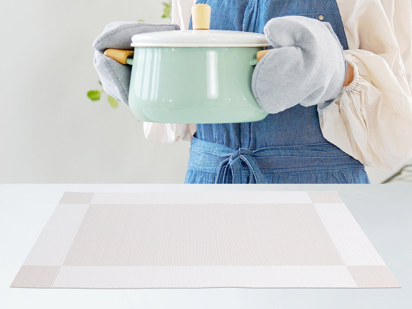 Placemats Set of 8, PVC for Kitchen Dining Table Decor Washable Wipeable 18*12in