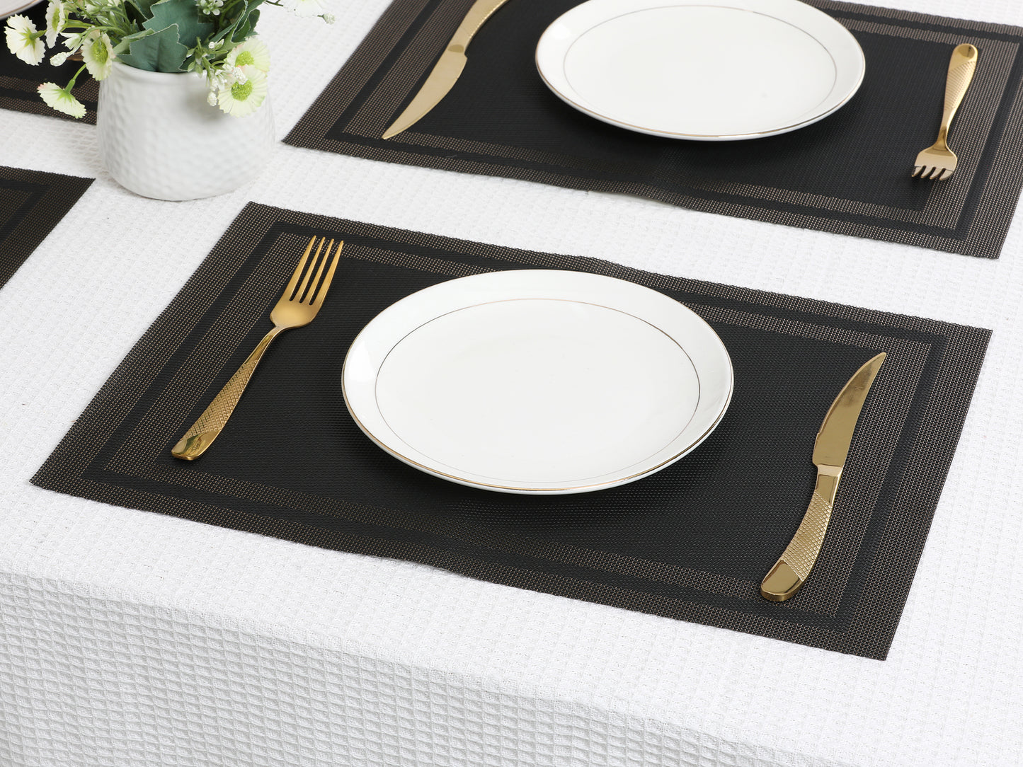 Set of 8 Placemats, Vinyl for Kitchen Dining Table Decor Washable Heat Resistant 18*12in