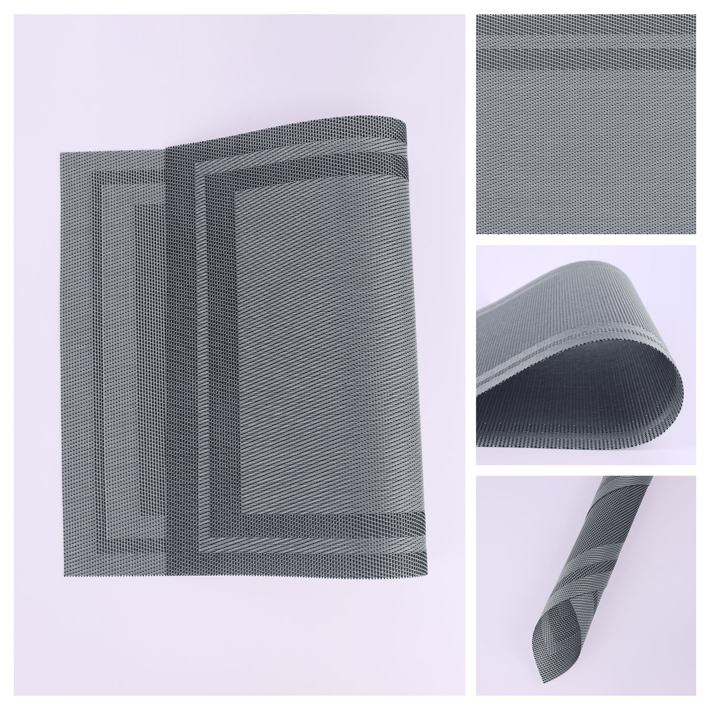 Set of 8 Placemats, Vinyl for Kitchen Dining Table Decor Washable Heat Resistant 18*12in