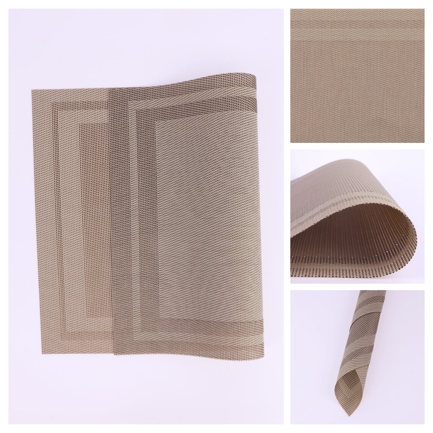 Set of 8 Placemats, Vinyl for Kitchen Dining Table Decor Washable Heat Resistant 18*12in