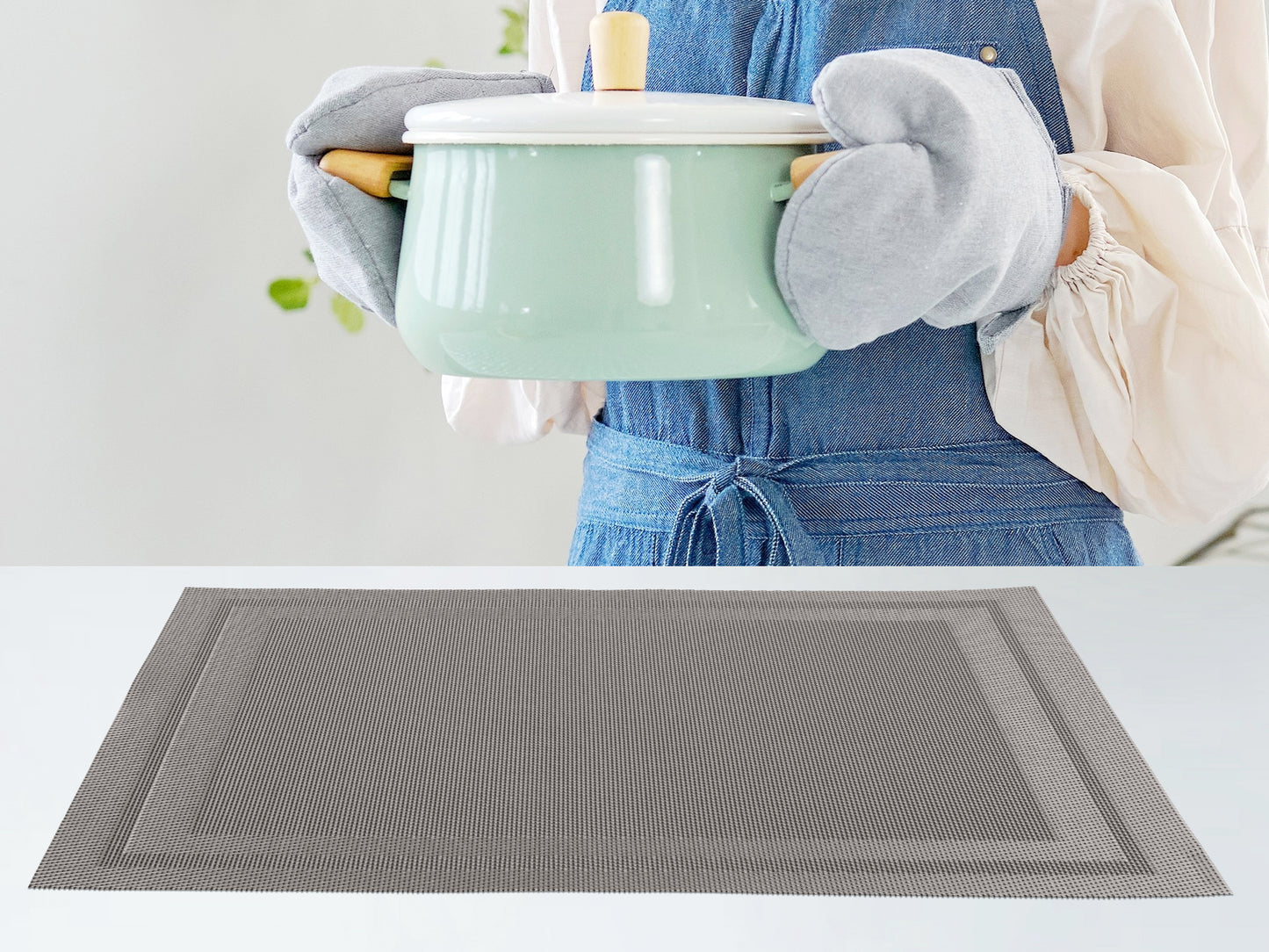 Set of 8 Placemats, Vinyl for Kitchen Dining Table Decor Washable Heat Resistant 18*12in